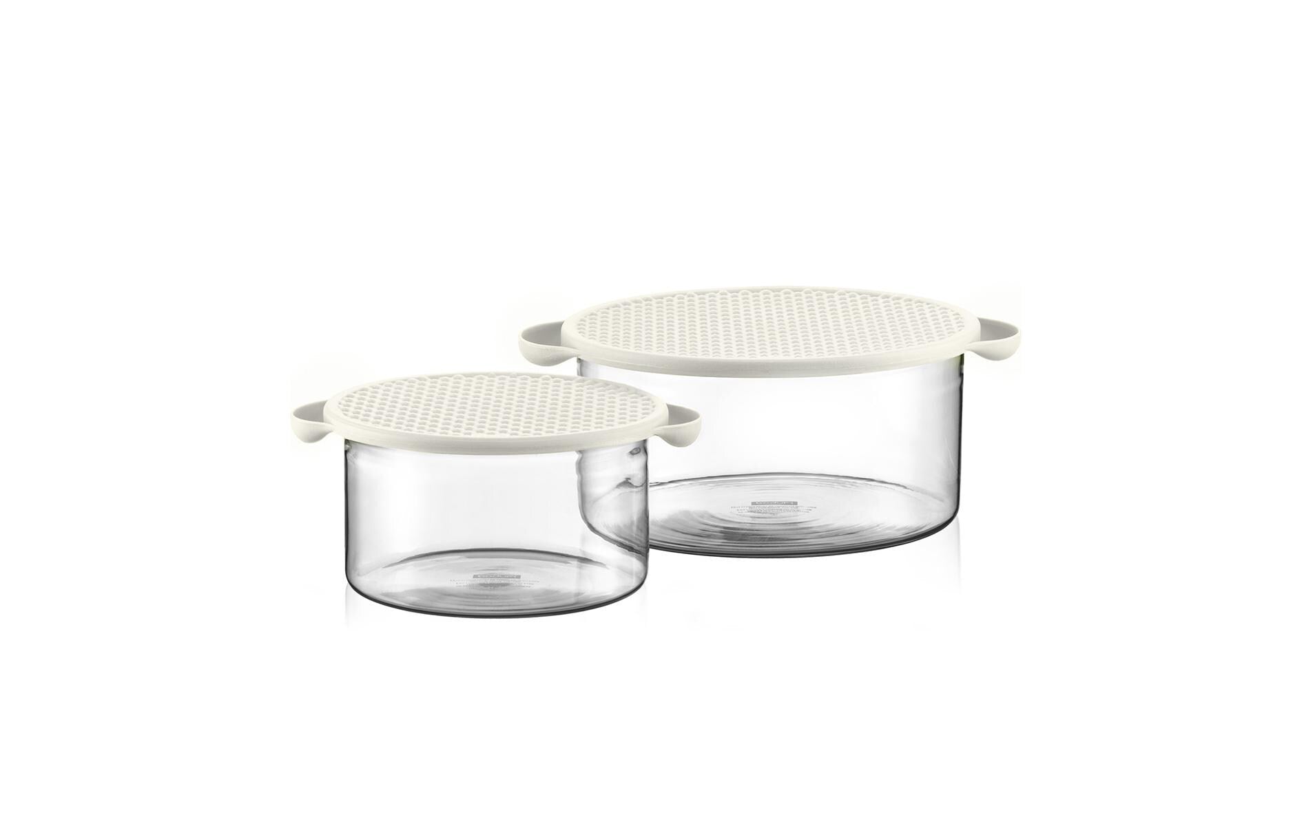 Bodum Bistro Set Rührschüsseln 2-teilig, Glas, mit Deckel creme