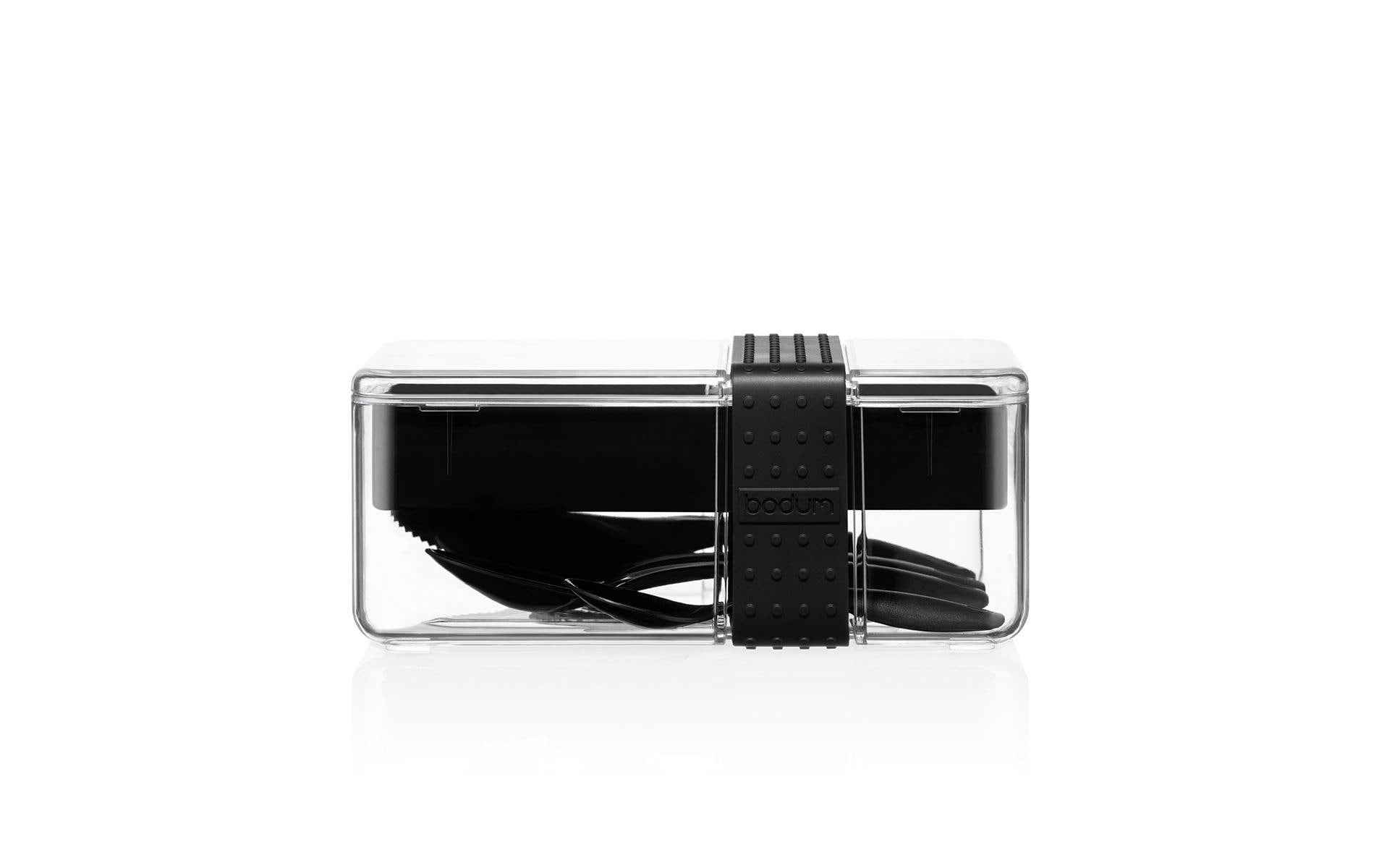Bodum Bistro Lunchbox mit Besteck Kunststoff, schwarz, B:20.8xT:13.5xH:8.6cm