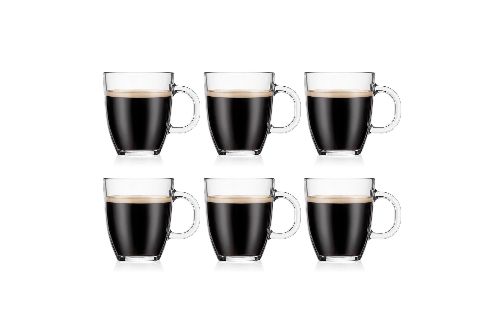 Bodum Bistro Tassen mit Henkel 6er Set, Glas, 0.3 Liter