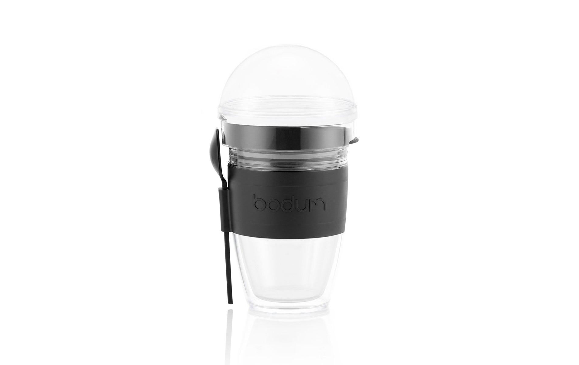 Bodum Joycup Joghurtbecher Mit Granolabehälter, schwarz, 0.25 L
