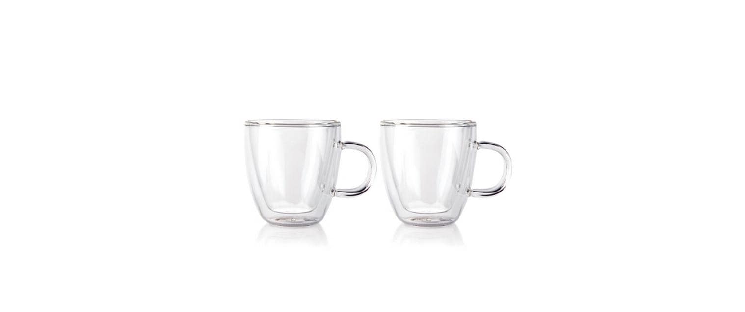 Bodum Bistro Thermo Gläser m. Glasgriff 2er Set, Glas doppelwandig 0.15L