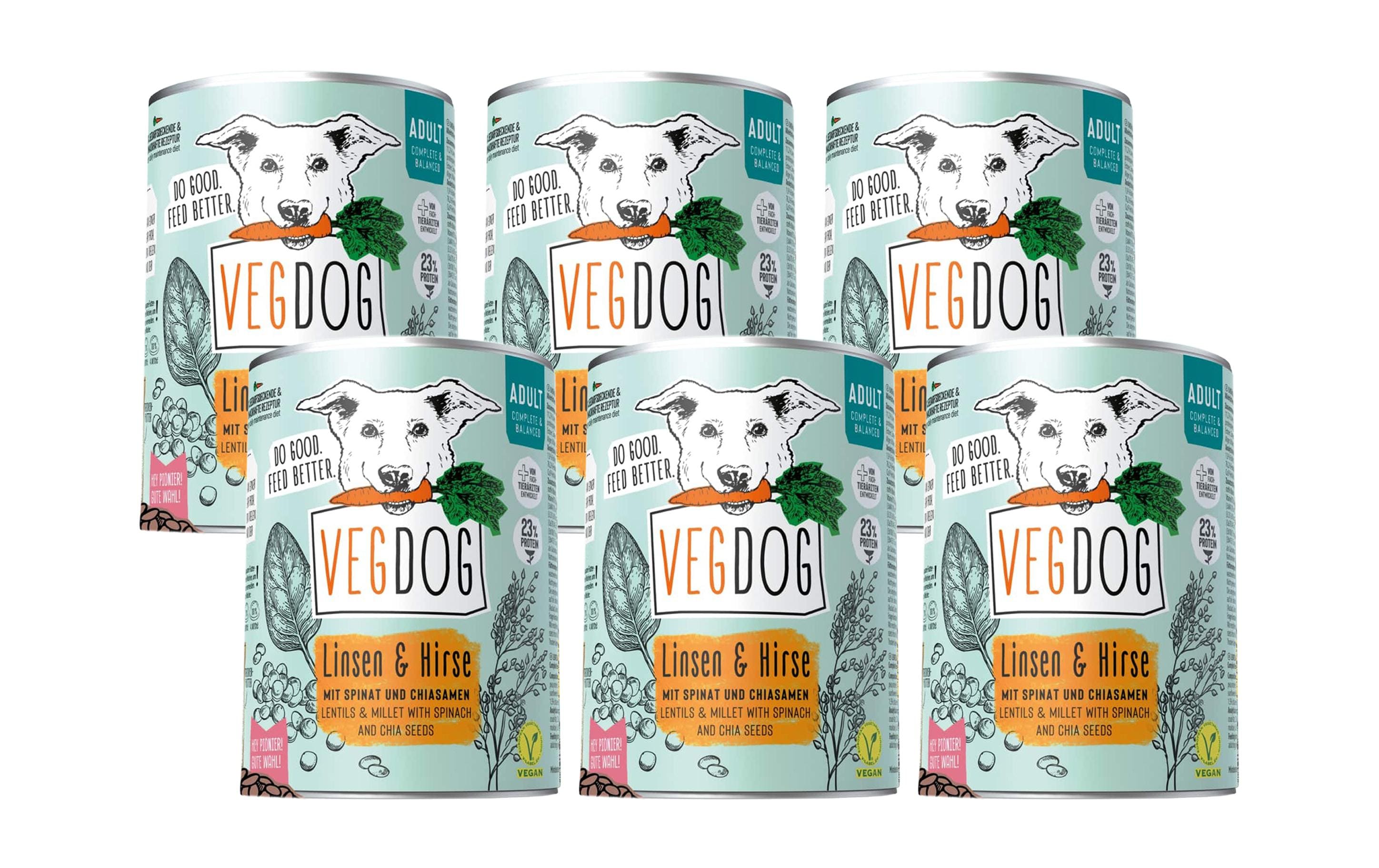 Vegdog Adult Linsen+Hirse 6x400g Kit