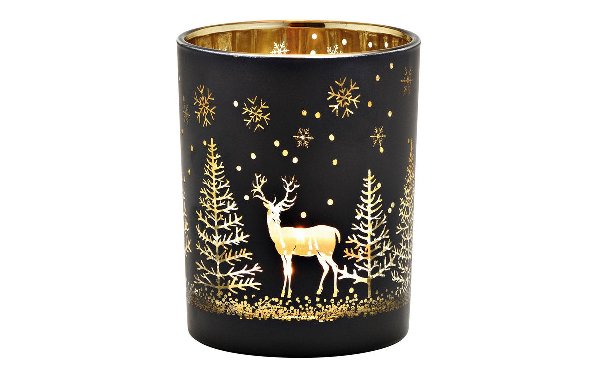 G. Wurm Windlicht Winterwald 12cm Glas, 10x12x10cm