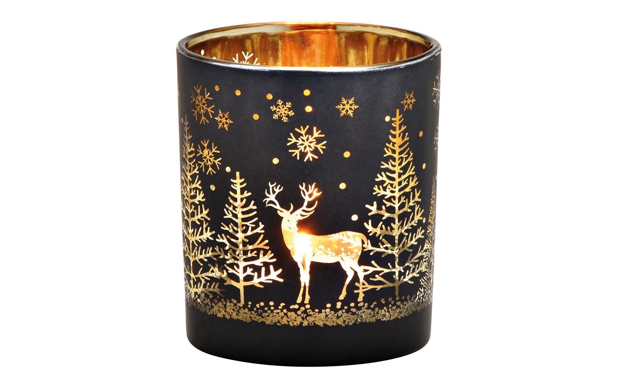 G. Wurm Windlicht Winterwald 8cm Glas, 7x8x7cm