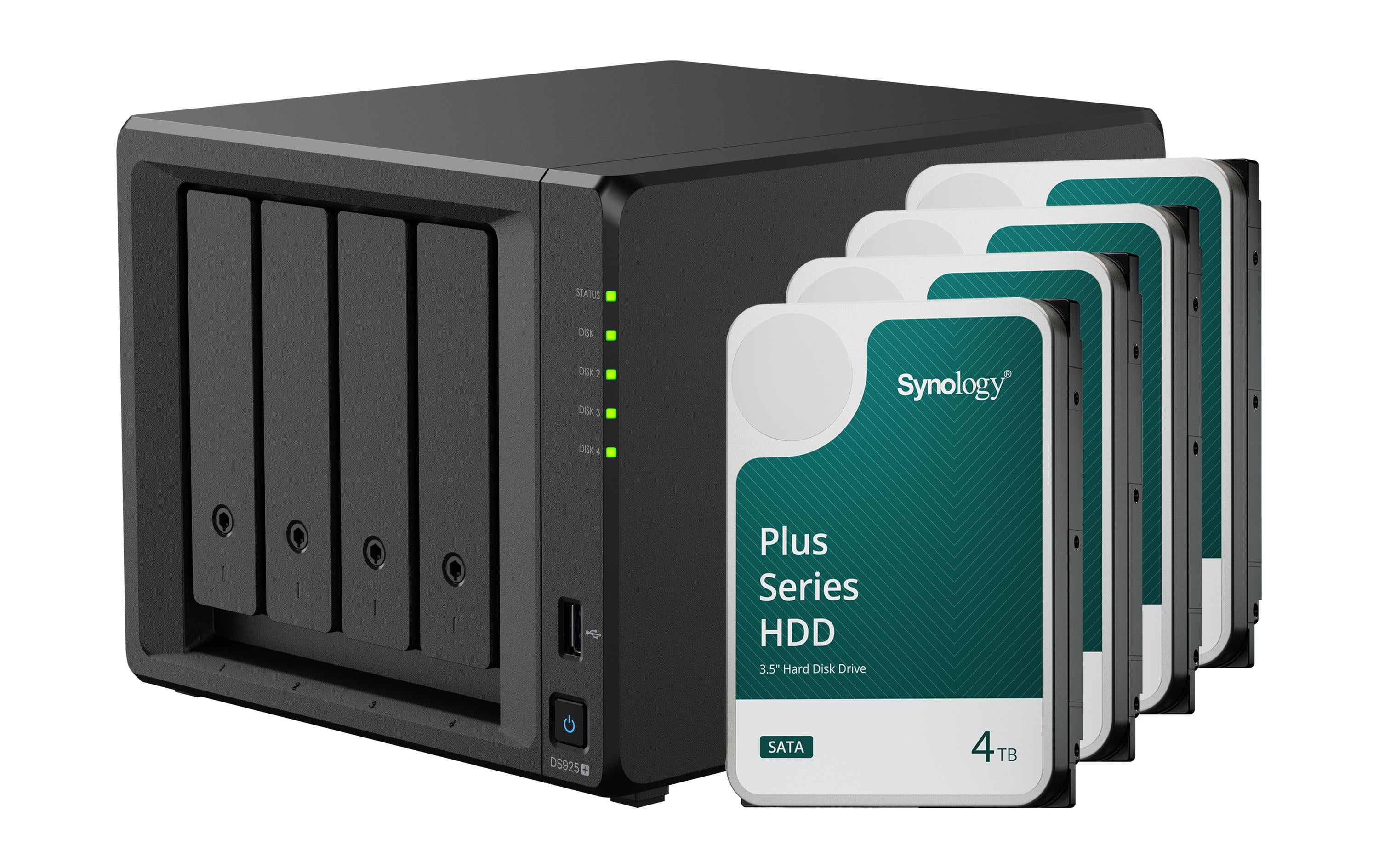 Synology DS925+, 4-bay NAS inkl. 4x 4TB HDD Synology Plus HAT33x