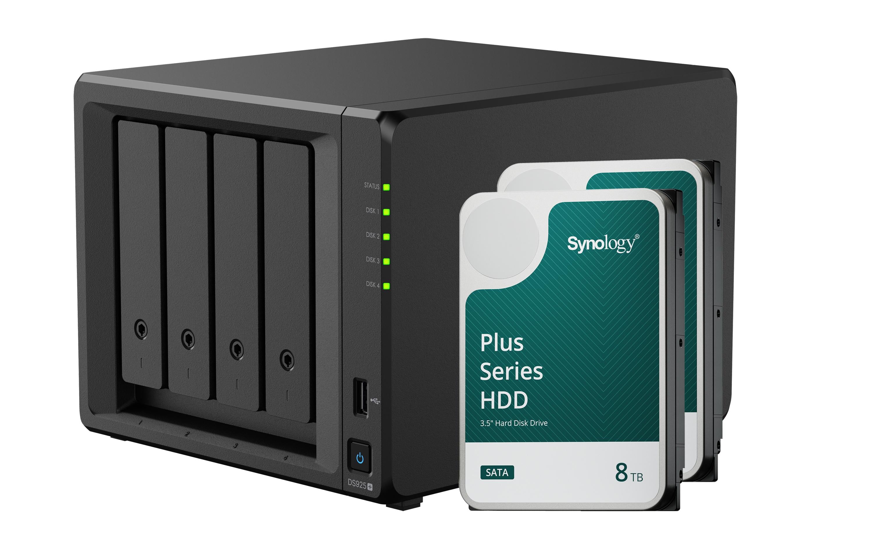 Synology DS925+, 4-bay NAS inkl. 2x 8TB HDD Synology Plus HAT33x