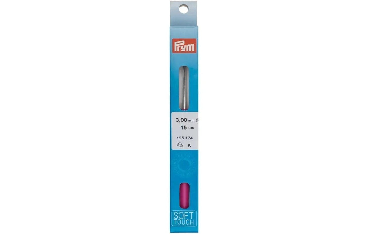 Prym Woll-Häkelnadeln, Soft-Griff Alu silber, 3 mm x 14 cm, Karte