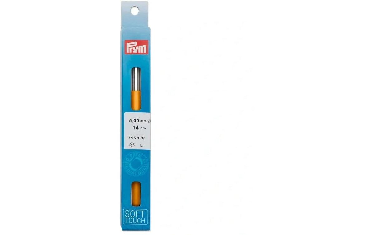 Prym Woll-Häkelnadeln, Soft-Griff Alu silber, 5 mm x 14 cm, Karte