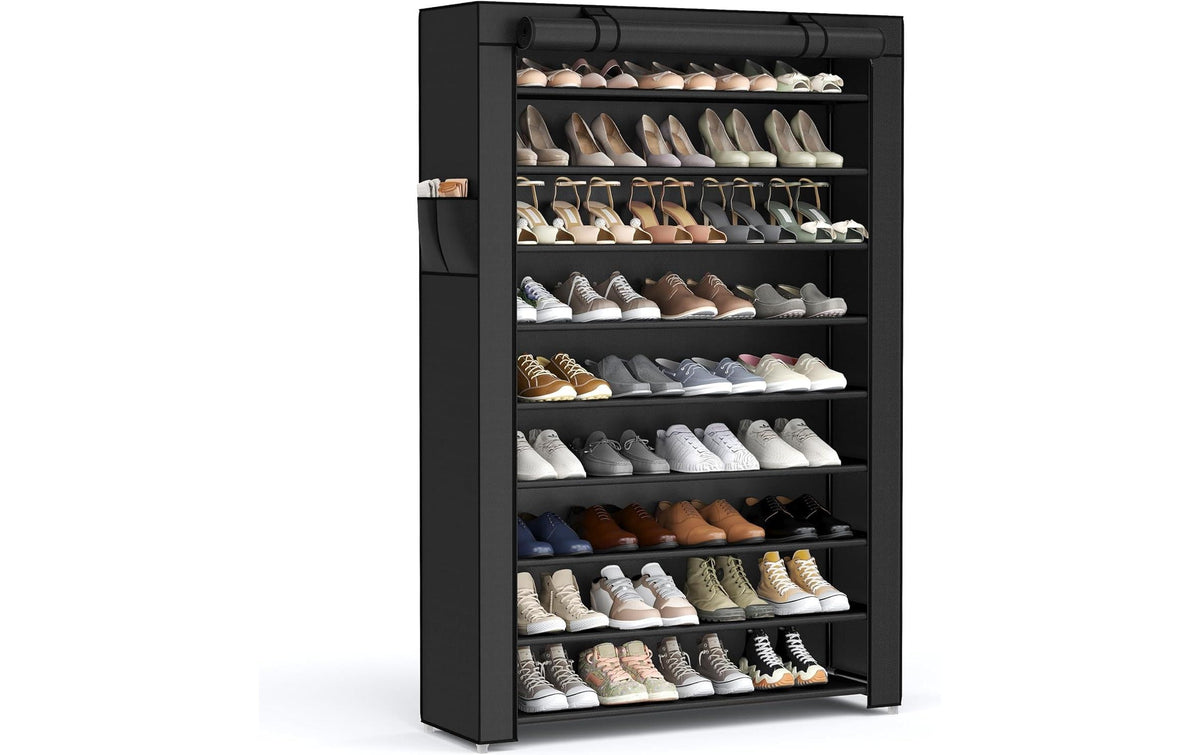 Songmics Schuhgestell, 8 verstellb.Ablagen 85x28x162 cm (BxTxH), Stahl,Textil,Kunstst.