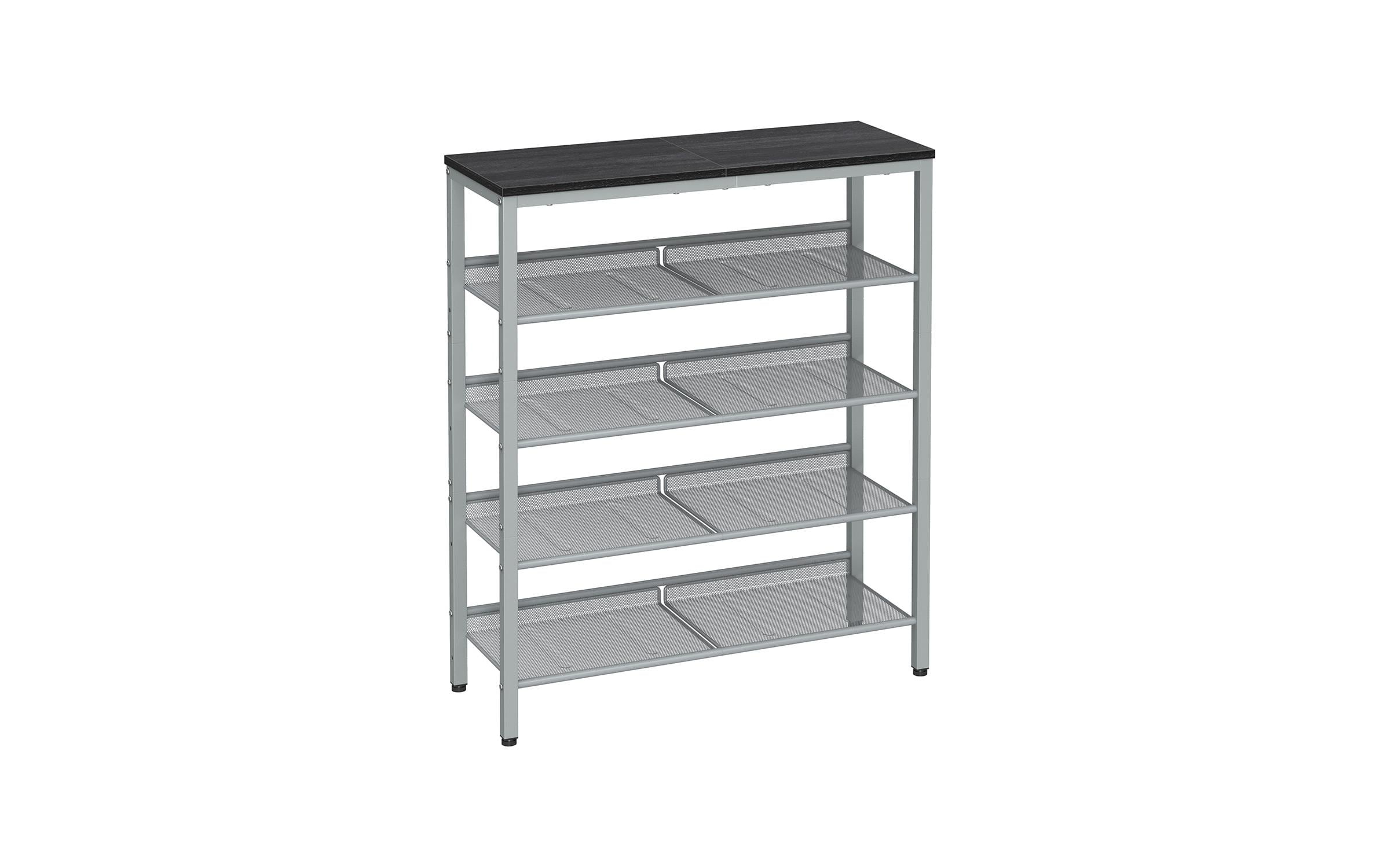 Vasagle Schuhgestell Grau, 5 Ablagen 93x75x30 cm, Spanplatte, Stahl