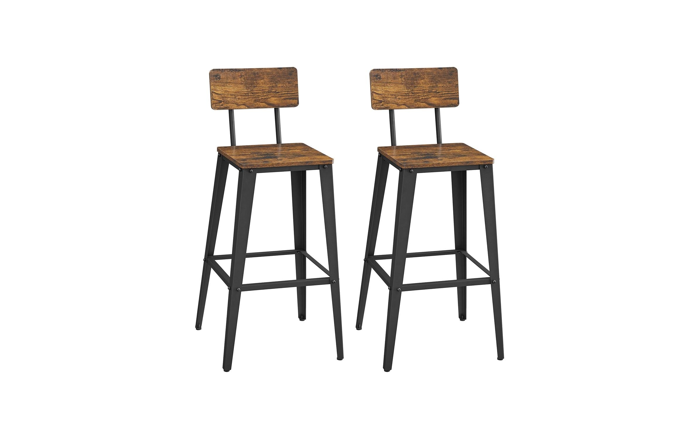 Vasagle Barhocker, 2er Set 45.4x45.4x102.2 cm, Spanplatte, Stahl