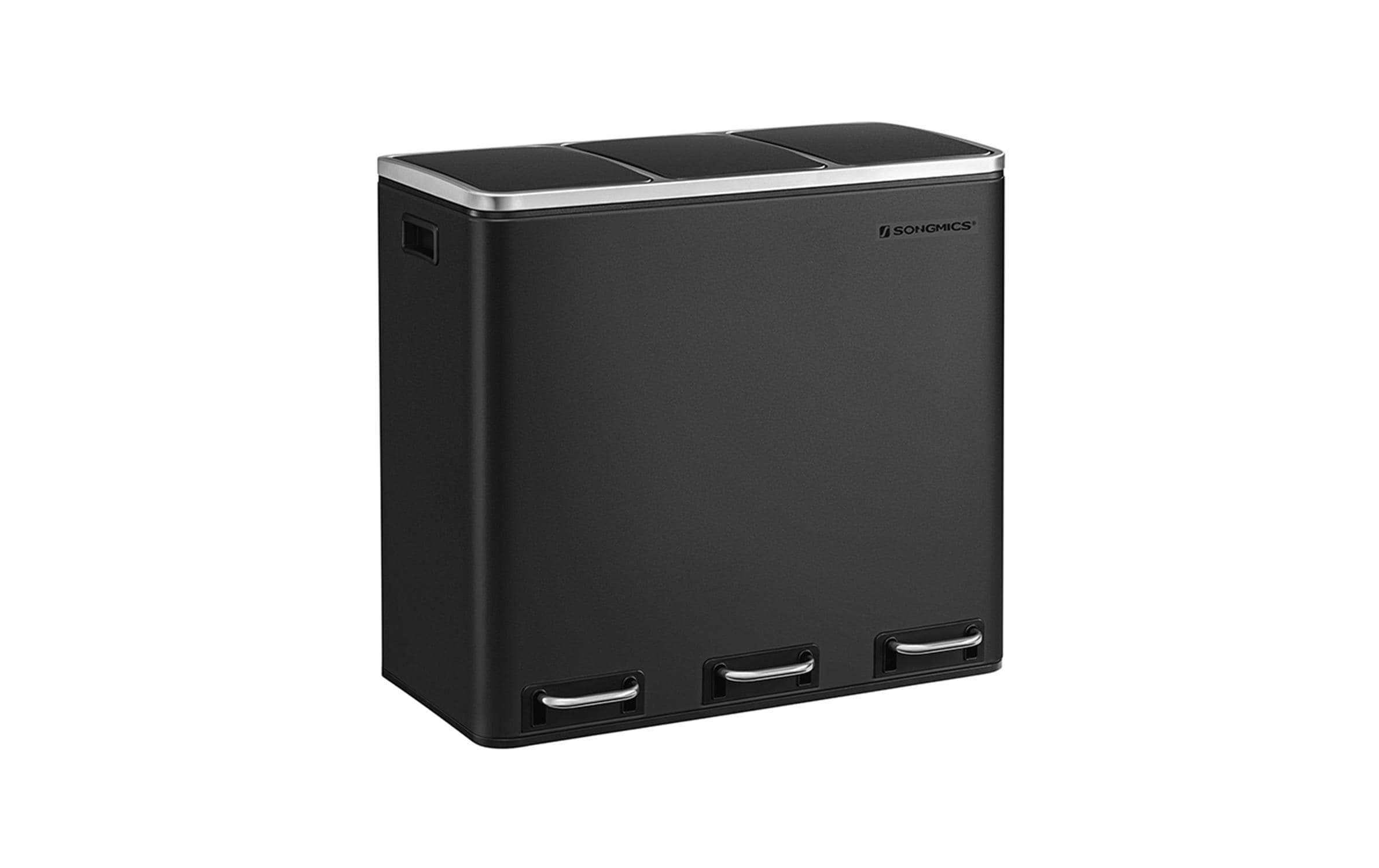 Songmics Treteimer, Schwarz 61x34x55.5 cm (BxTxH), Stahl