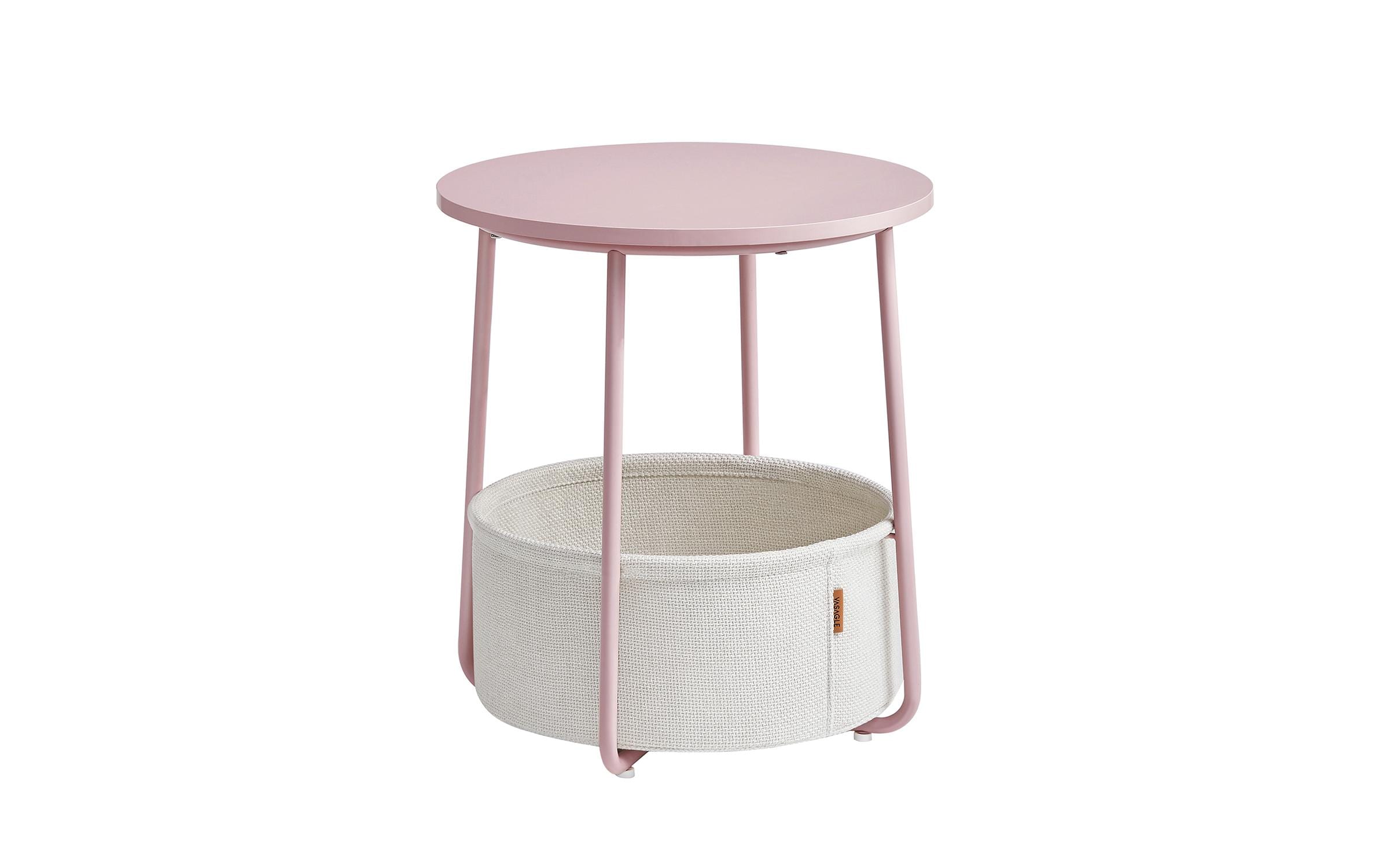 Vasagle Couchtisch mit Ablage & Korb 45x51 cm (DxH), Spanplatte, Stahl,Polyester