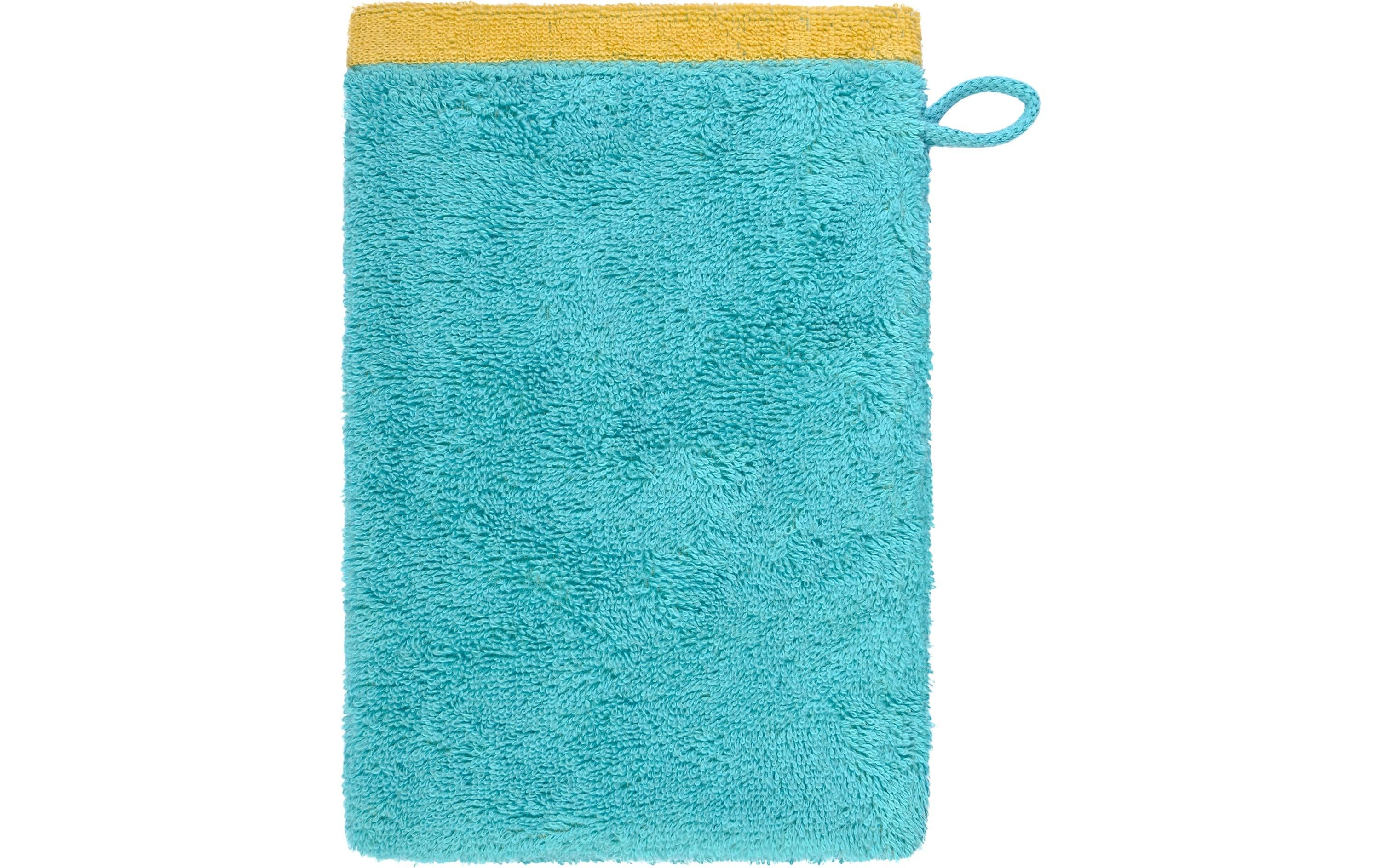 Cawö Waschhandschuh Lifestyle Splash 16 x 22 cm, Türkis/Apricot