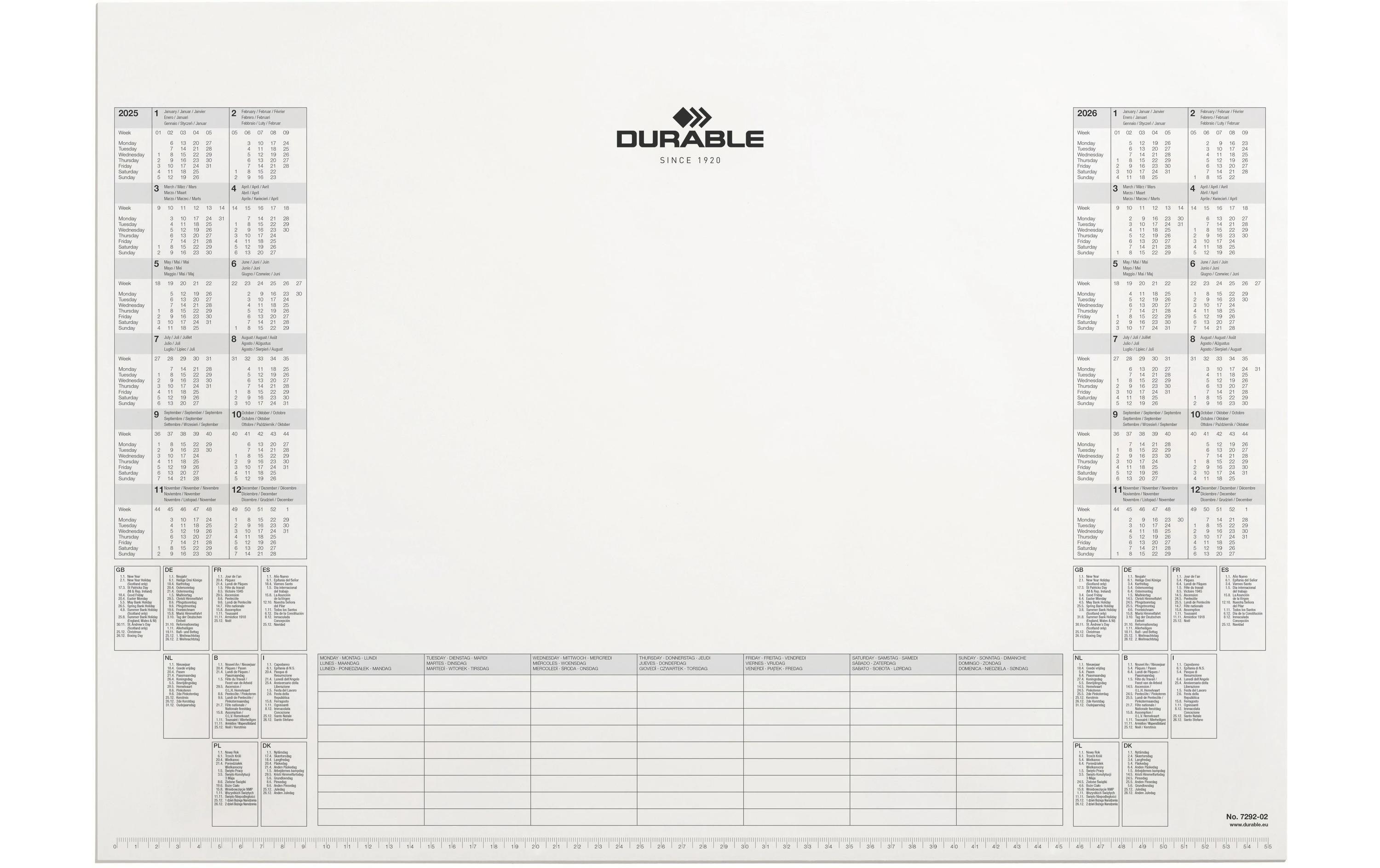 Durable Kalenderblock für Schreibunterlage 570x405mm