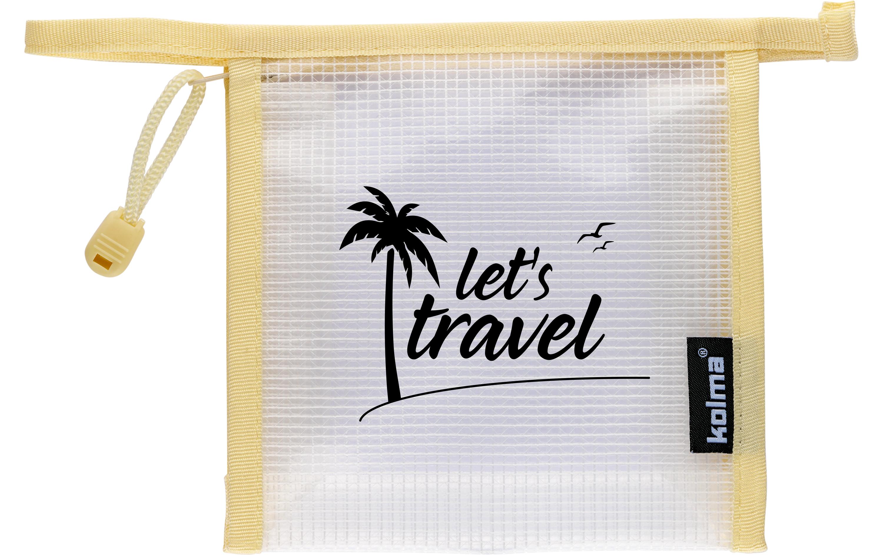 Reissverschlusstasche Mesh Bag crème lets travel, 15x15x5.5cm