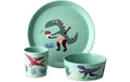 Koziol Geschirrset CONNECT REX 3er Set Teller, Schüssel, Becher sage green