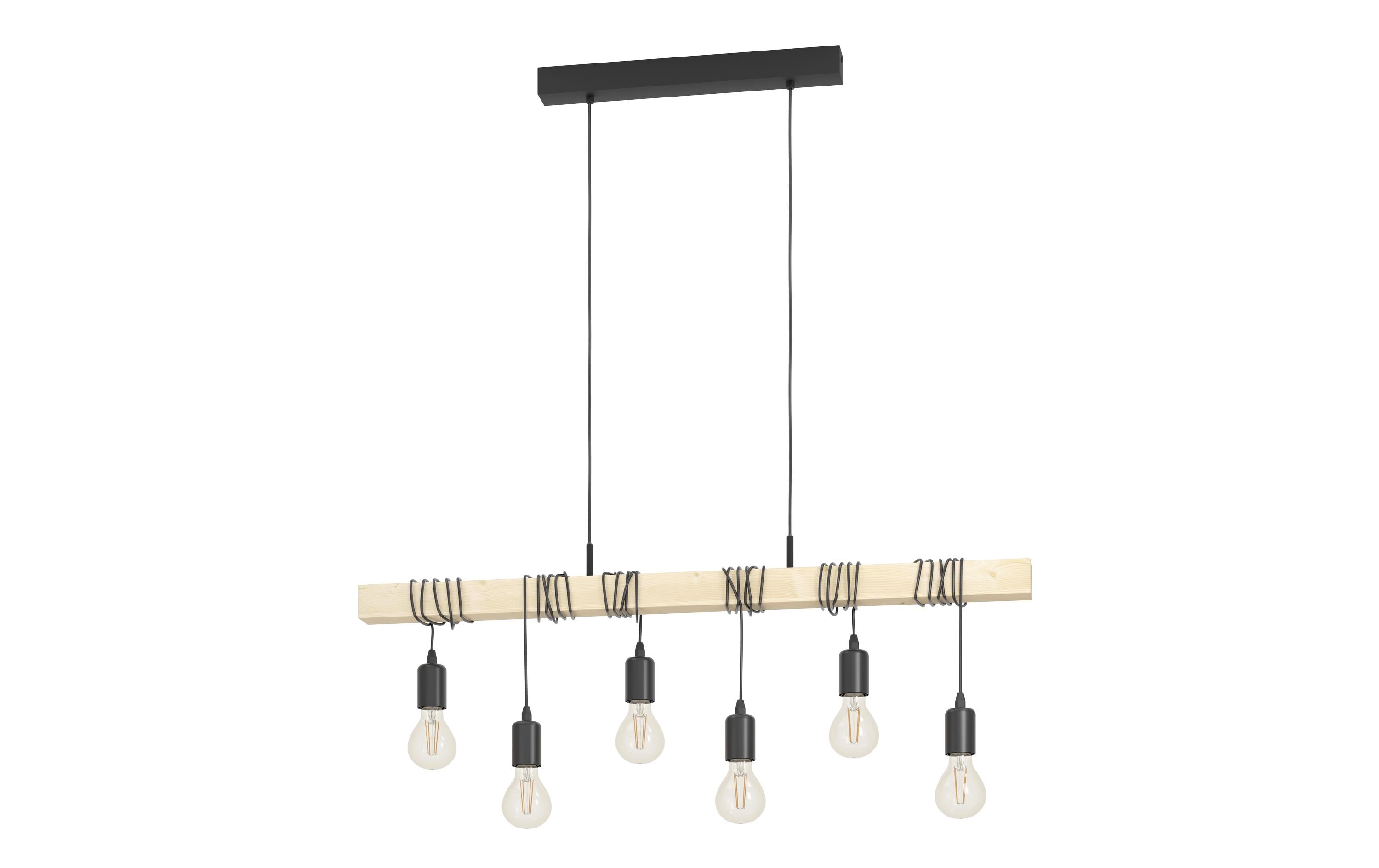 EGLO Pendelleuchte TOWNSHEND schwarz, braun exkl. E27 6x60W