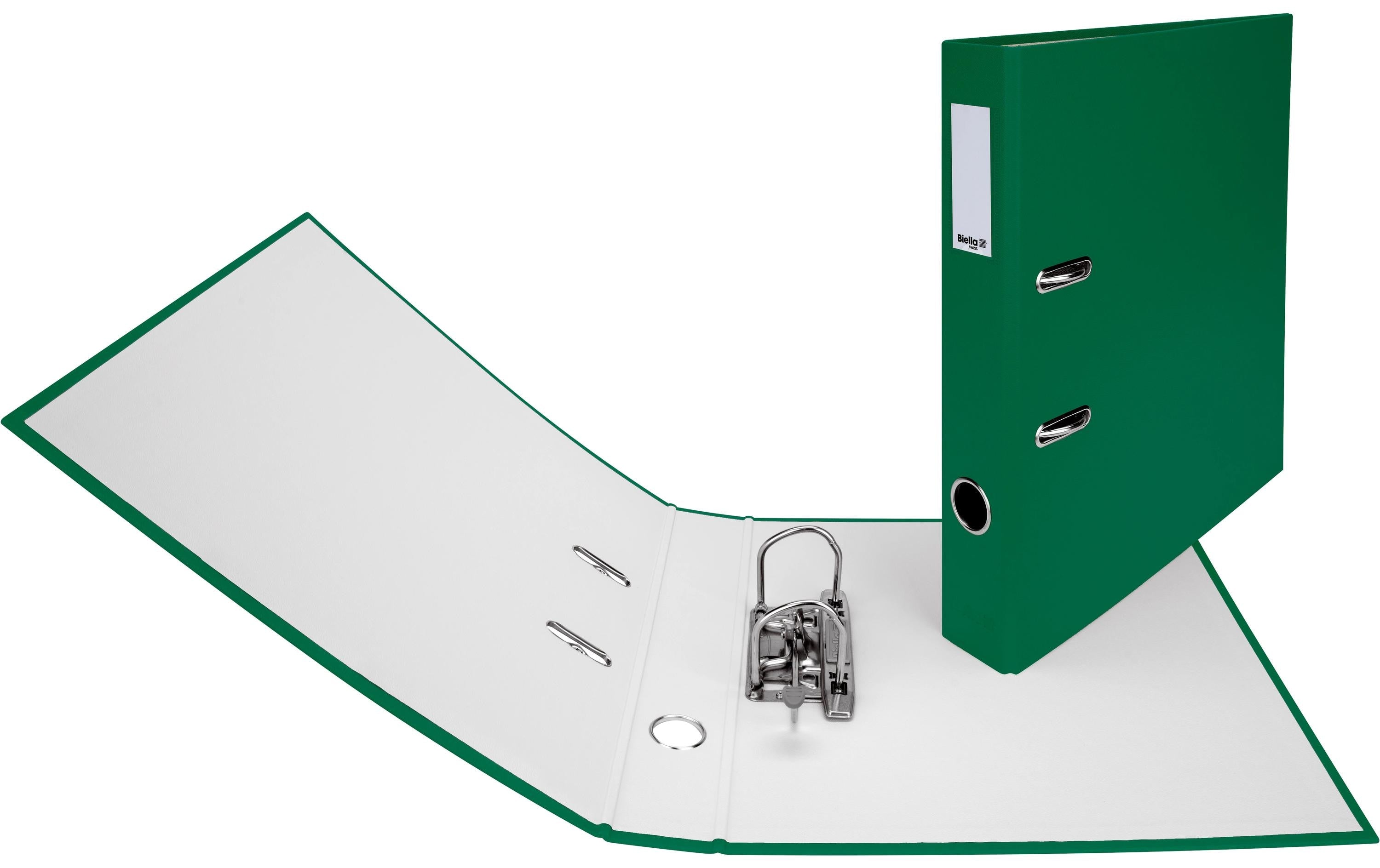 Biella Ordner Plasticolor A4 4 cm Mit Strong-Mechanik, Farbe: Grün