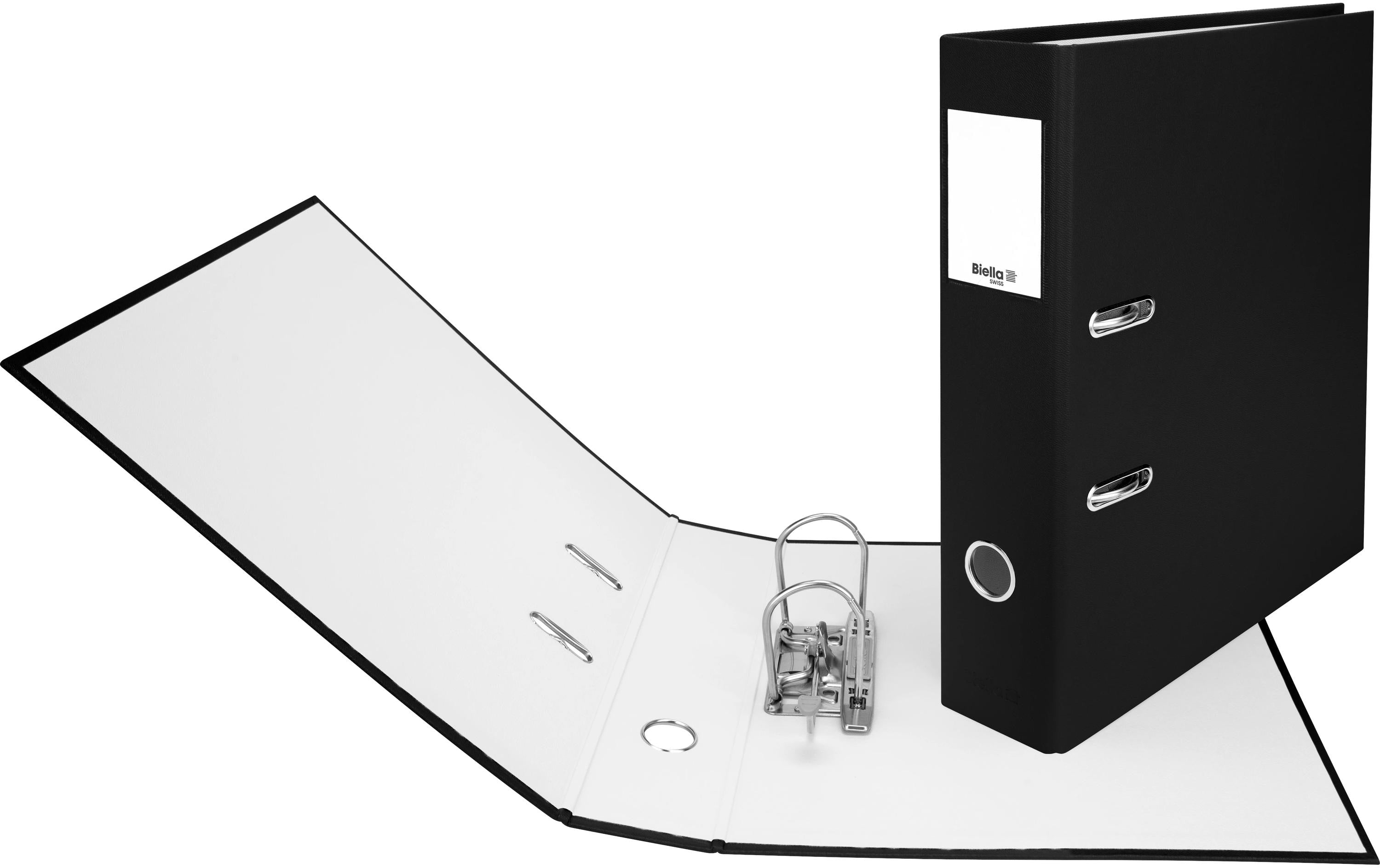 Biella Ordner Plasticolor A4 7 cm Mit Strong-Mechanik, Farbe: Schwarz