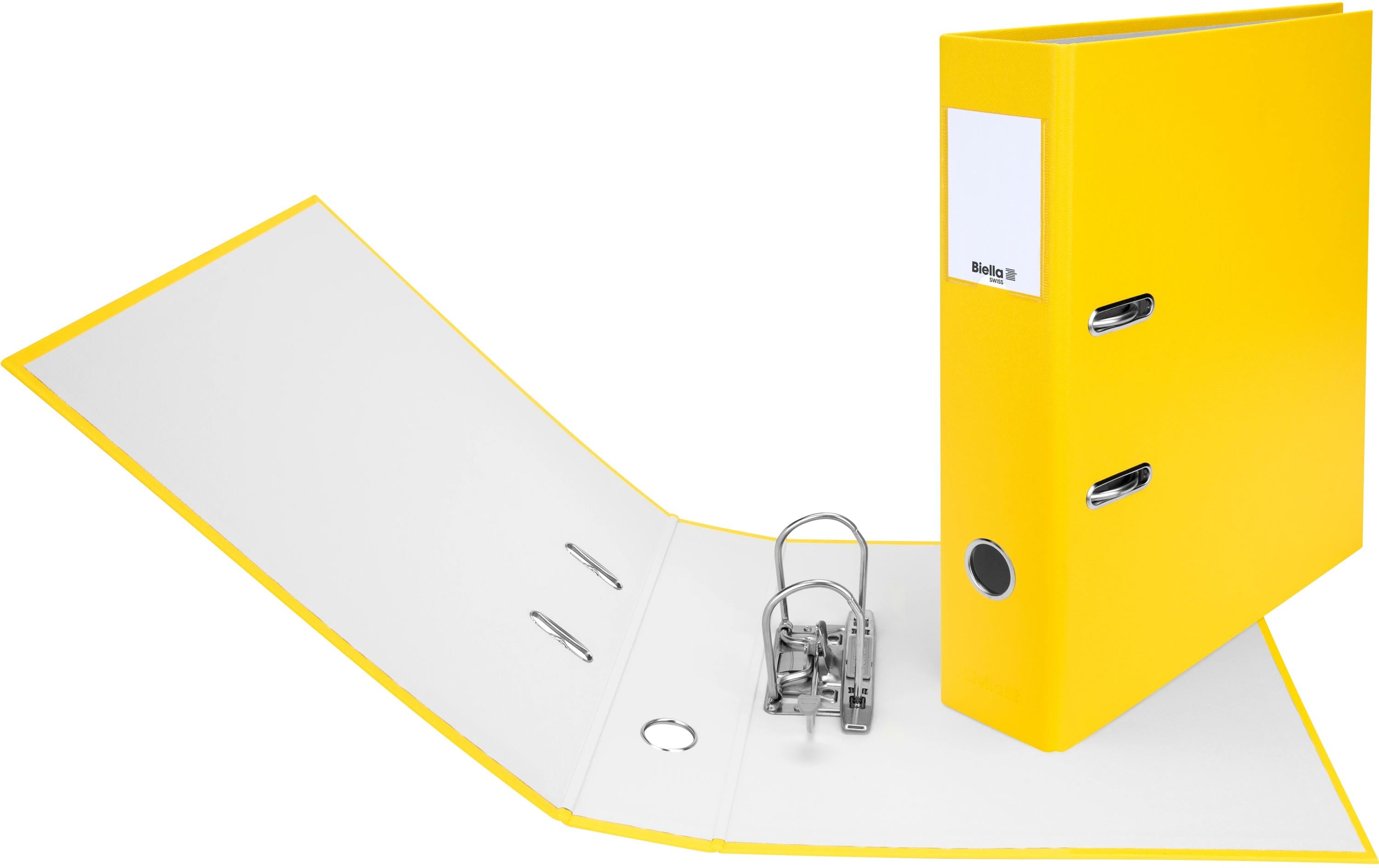 Biella Ordner Plasticolor A4 7 cm Mit Strong-Mechanik, Farbe: Gelb