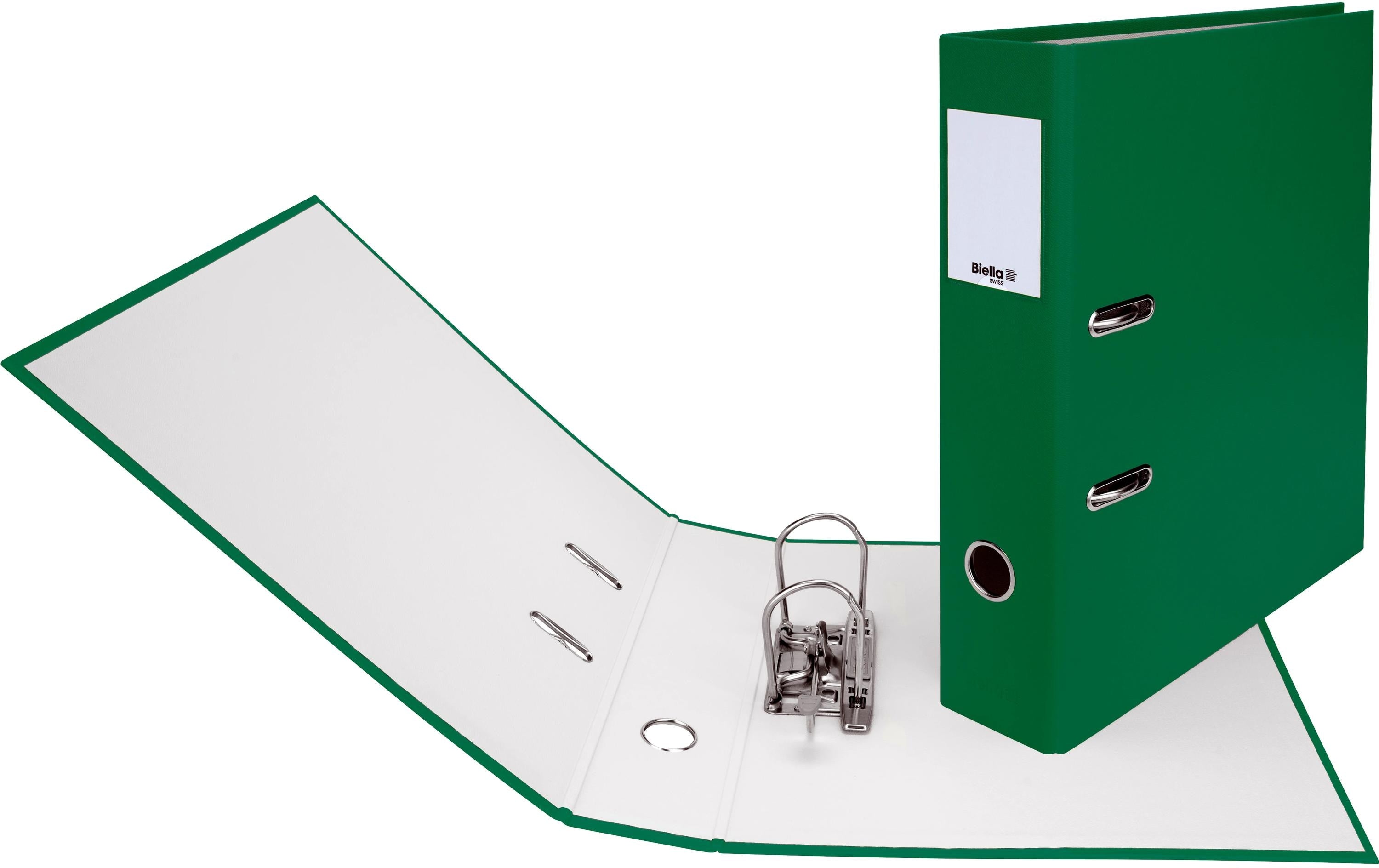 Biella Ordner Plasticolor A4 7 cm Mit Strong-Mechanik, Farbe: Grün