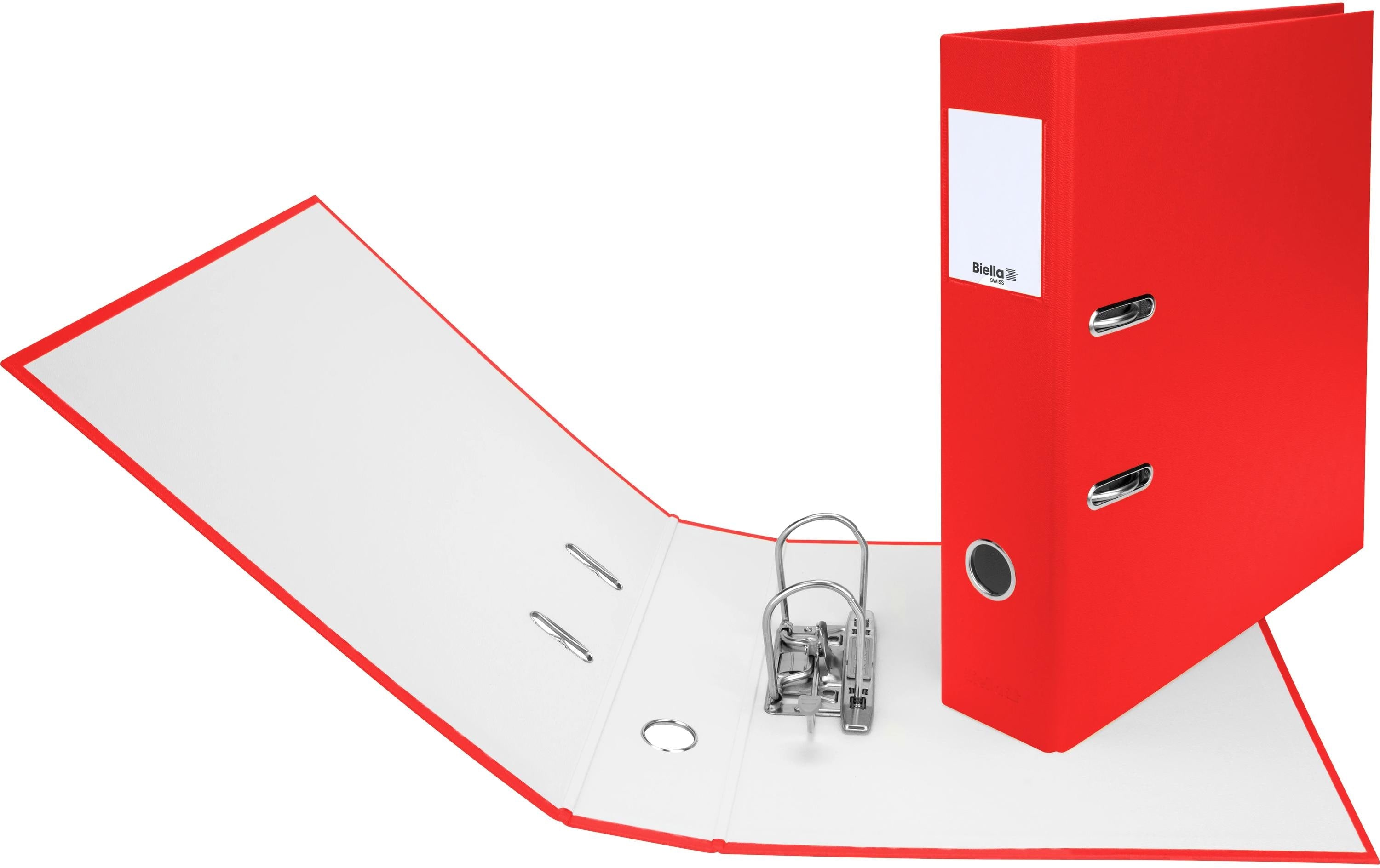 Biella Ordner Plasticolor A4 7 cm Mit Strong-Mechanik, Farbe: Rot