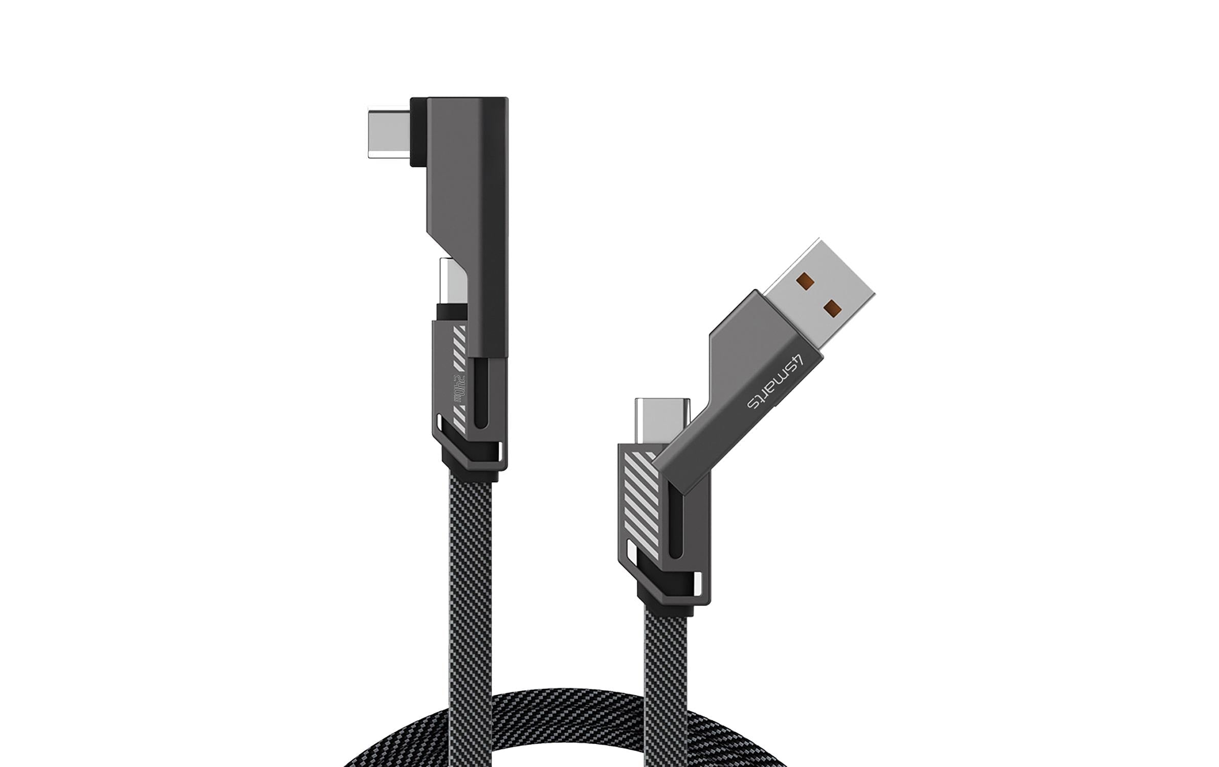 4smarts USB-C Kabel ComboCord Flat 2iin1 240W, 1.5m, graphit