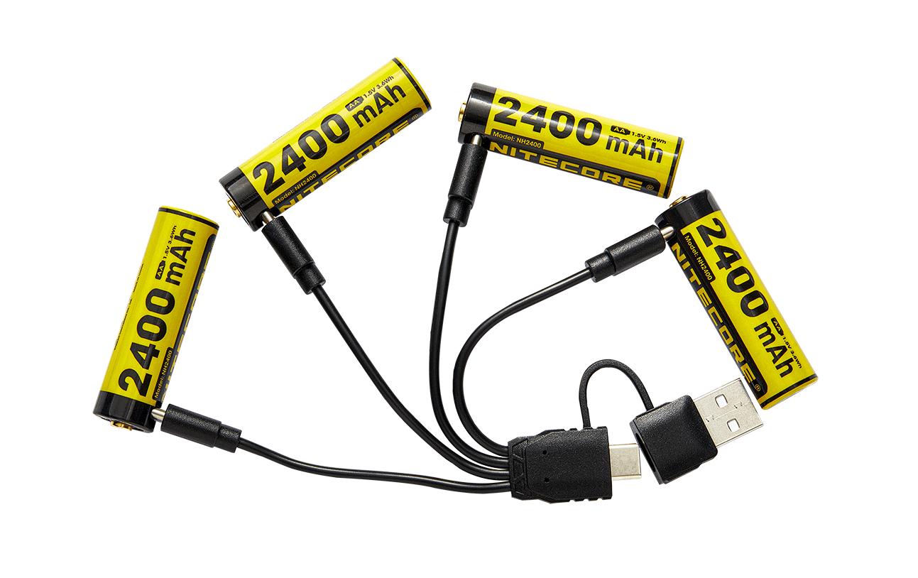 Nitecore Batterien 4 Stk. 1.5V AA Akku 2400mAh, USB-C ladbar
