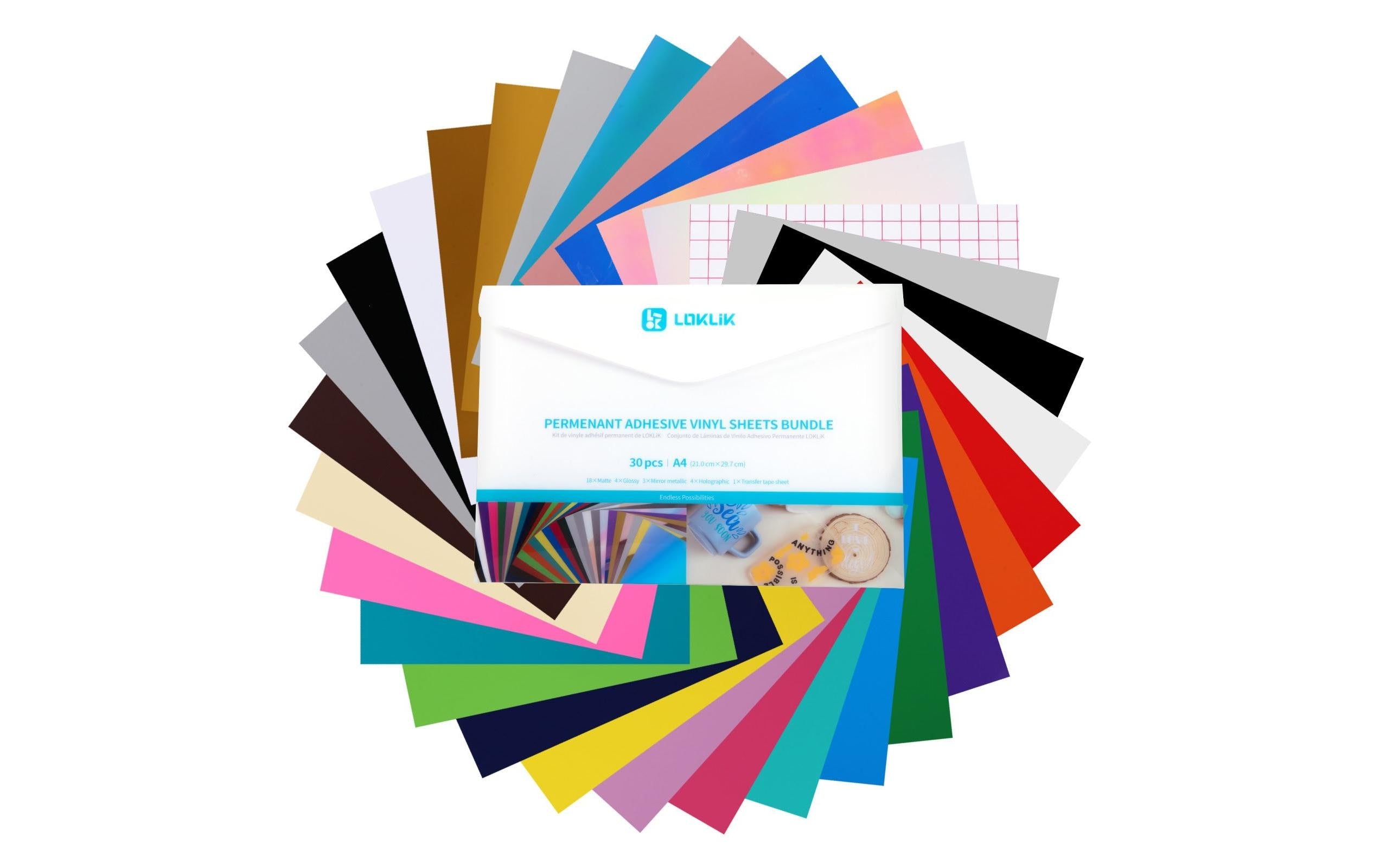Loklik Set Vinylfolie permanent A4 diverse Farben