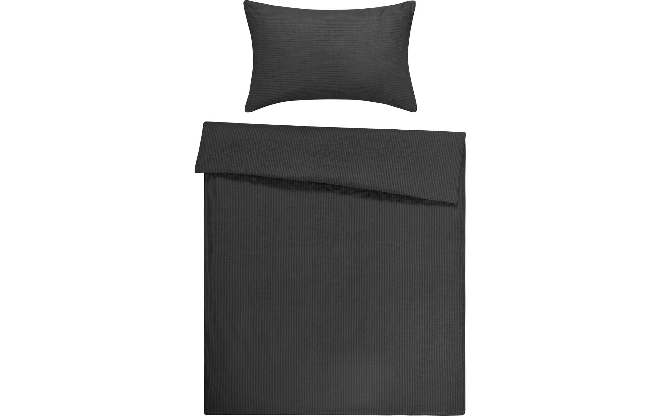 Flair Bettwäsche-Set Seersucker Anthrazit 160x210 cm + 65X100 cm, 100 % BW
