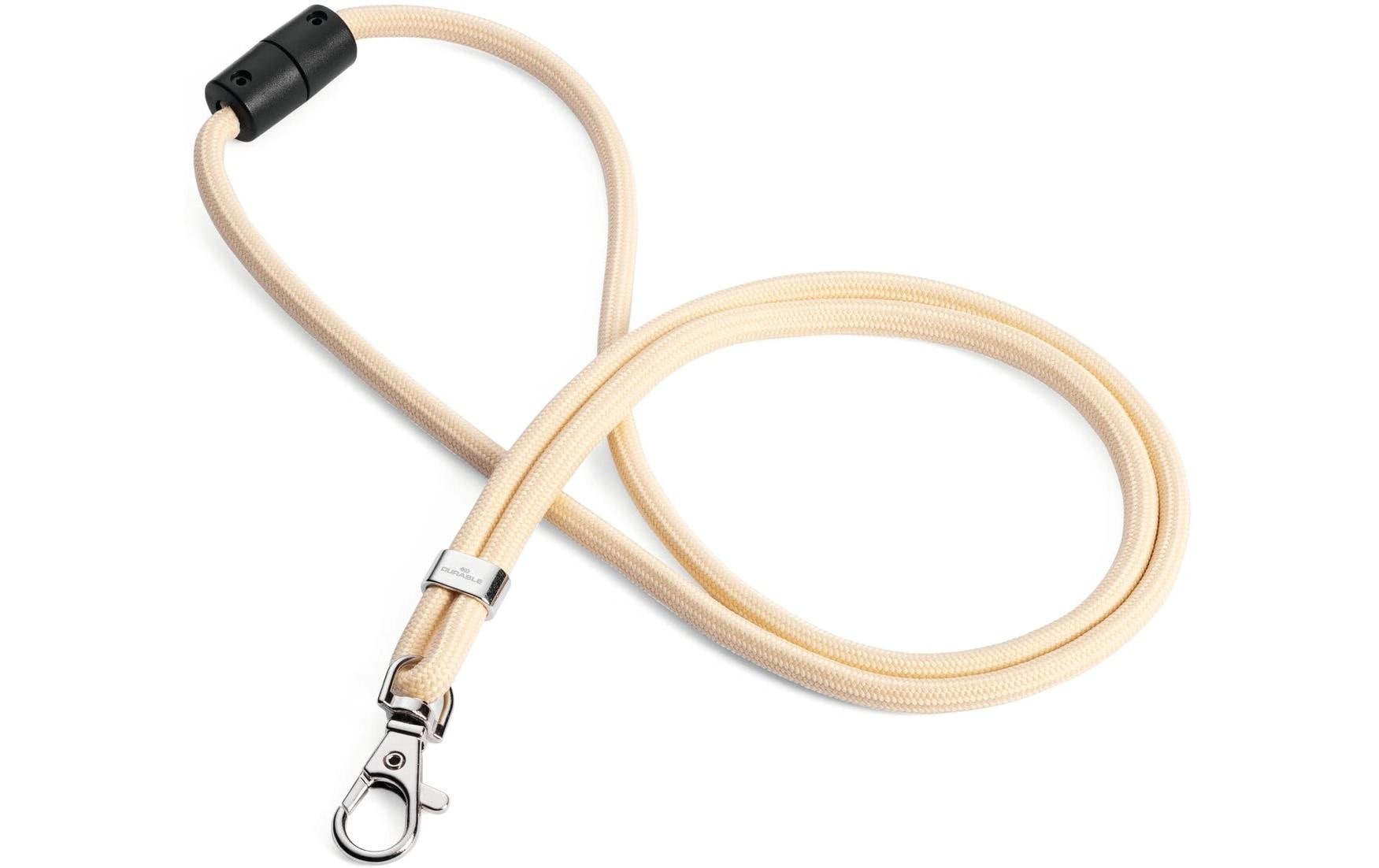 Durable Textilband rPET, 10 Stück mit Karabineer, Länge 46cm, beige