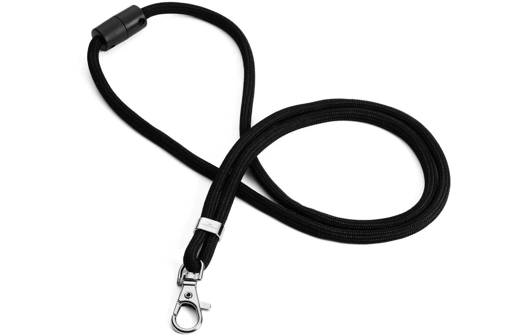 Durable Textilband rPET, 10 Stück mit Karabineer, Länge 46cm, schwarz