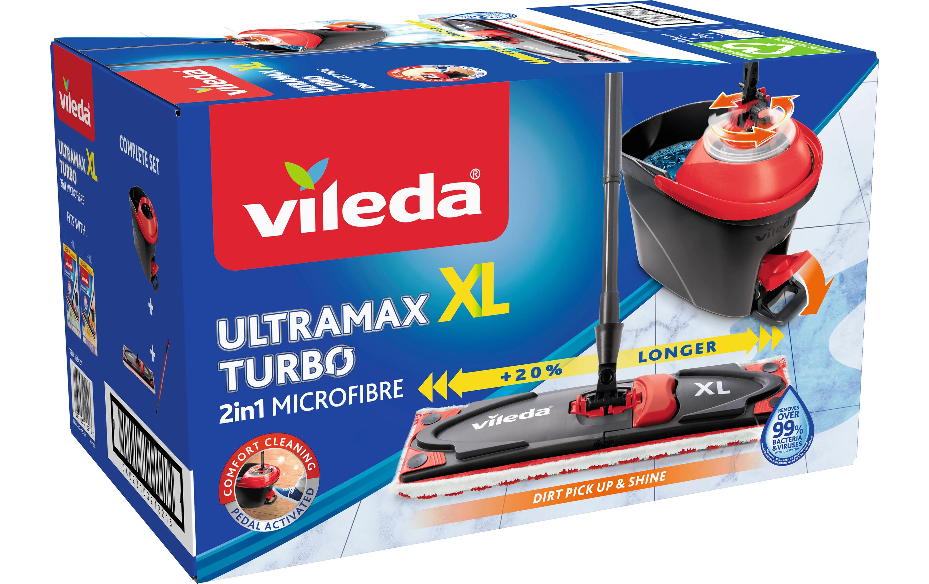 Vileda UltraMat XL Komplettbox Turbo 1 Wischer mit Bezug und Eimer