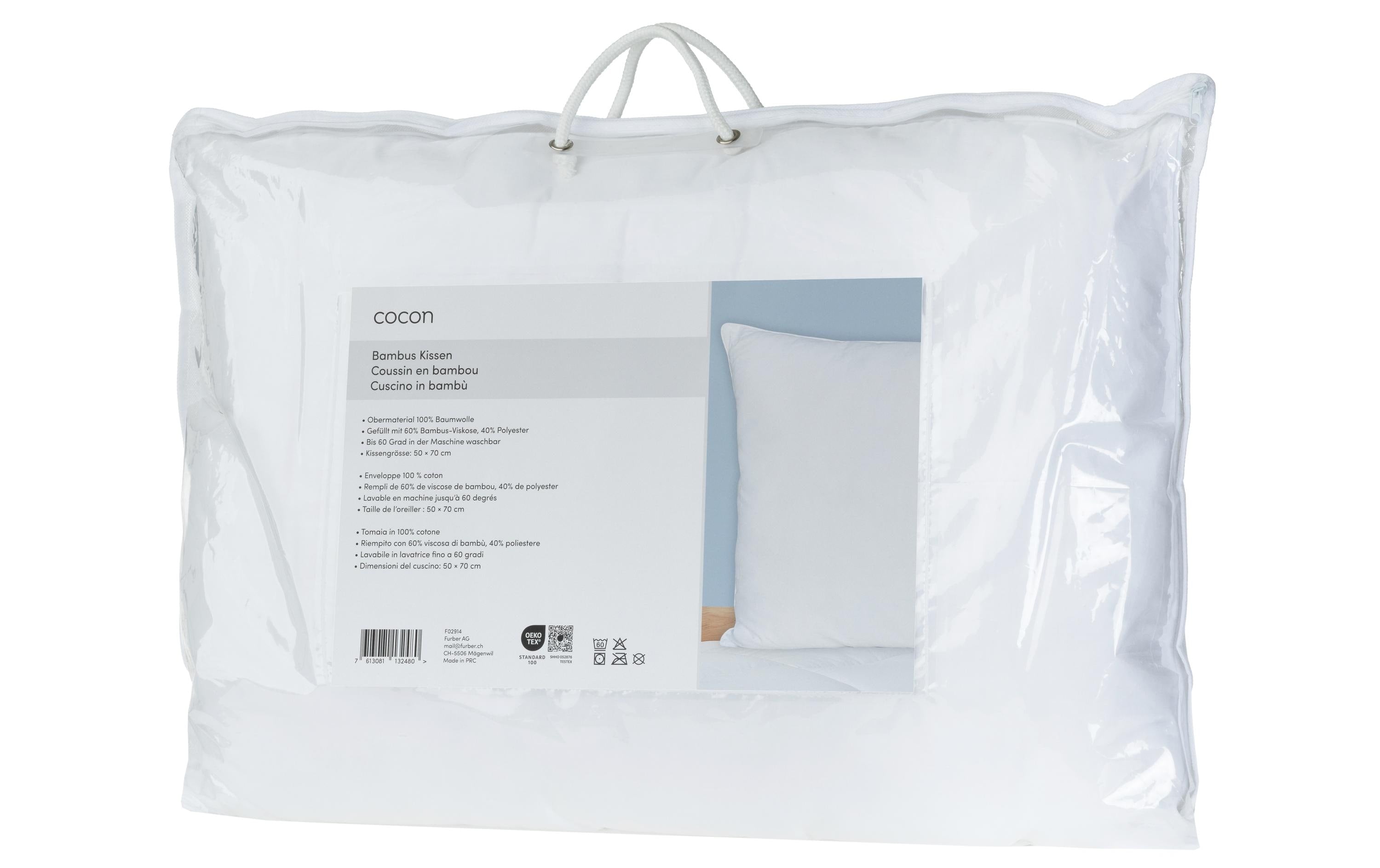 COCON Kissen Bambus 50x70cm Obermat. 100% CO, Füllung 60% BA, 40% PES