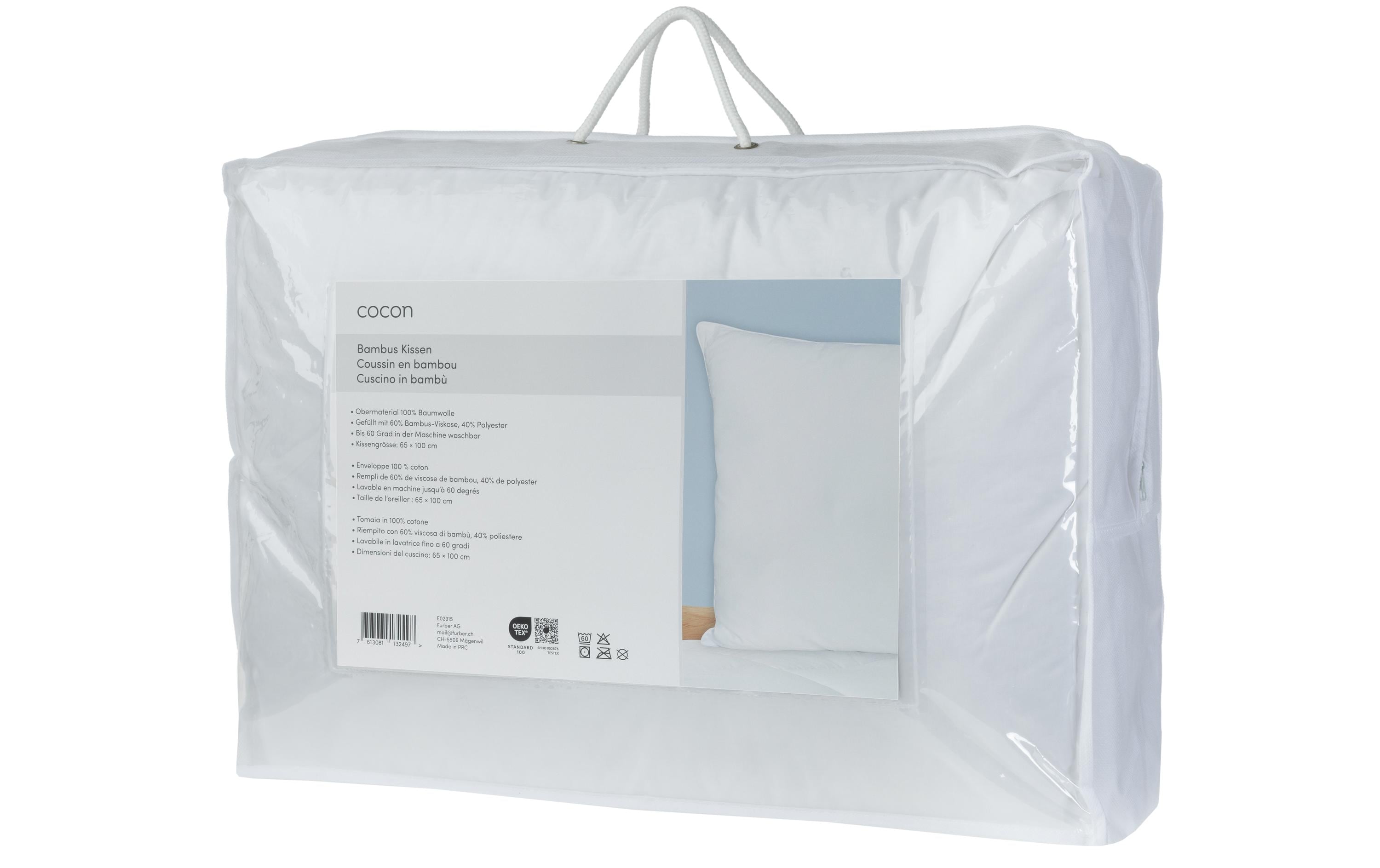 COCON Kissen Bambus 65x100cm Obermat. 100% CO, Füllung 60% BA, 40% PES