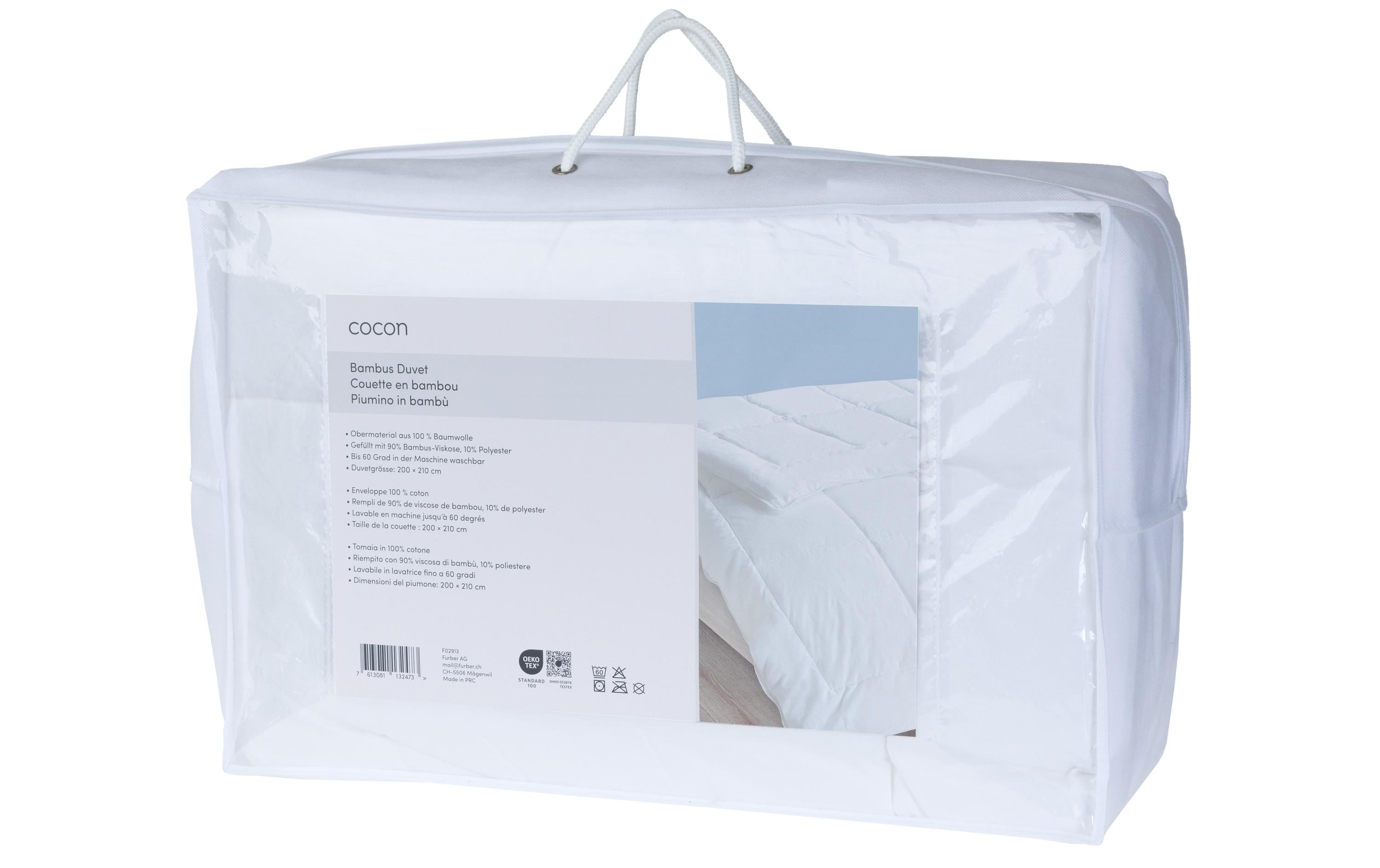 COCON Duvet Bambus 200x210cm Obermat. 100% CO, Füllung 90% BA, 10% PES