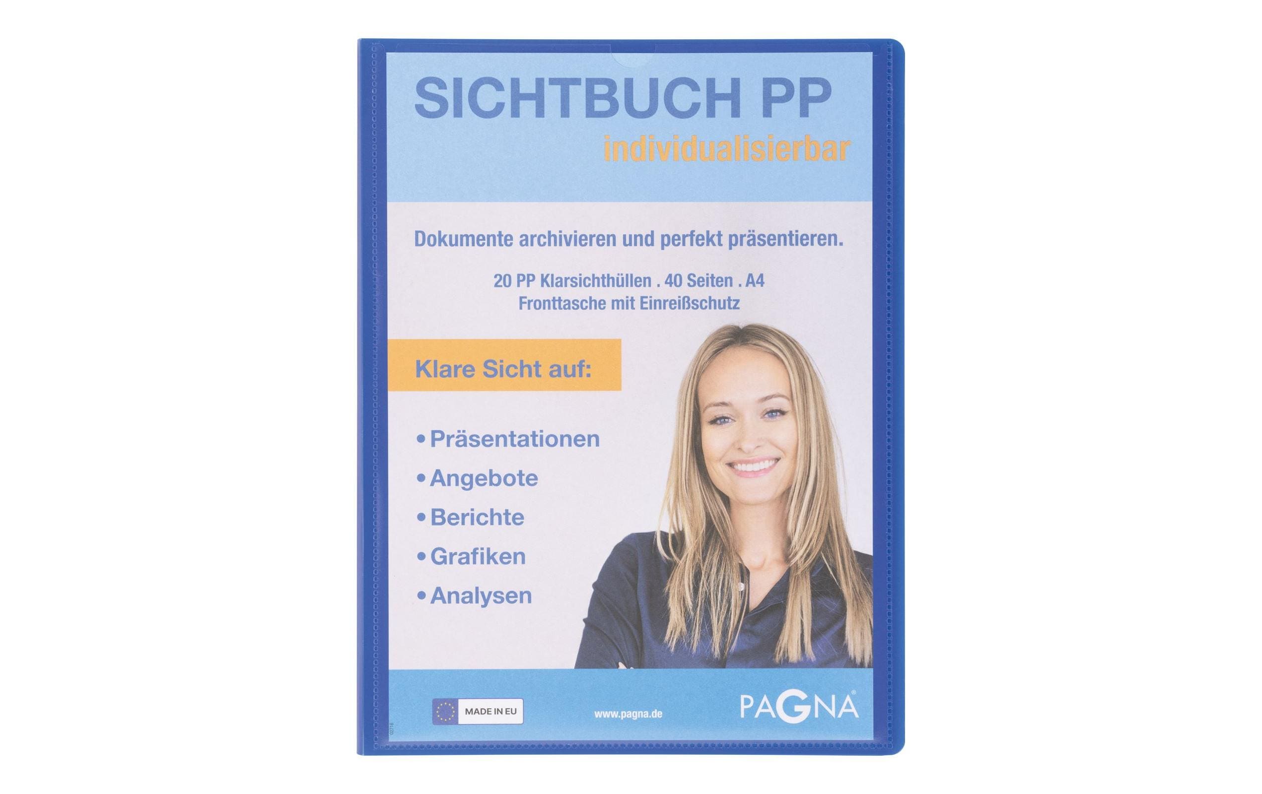Pagna Sichtbuch mit Fronttasche, Office A4 PP mit 20 Taschen, blau