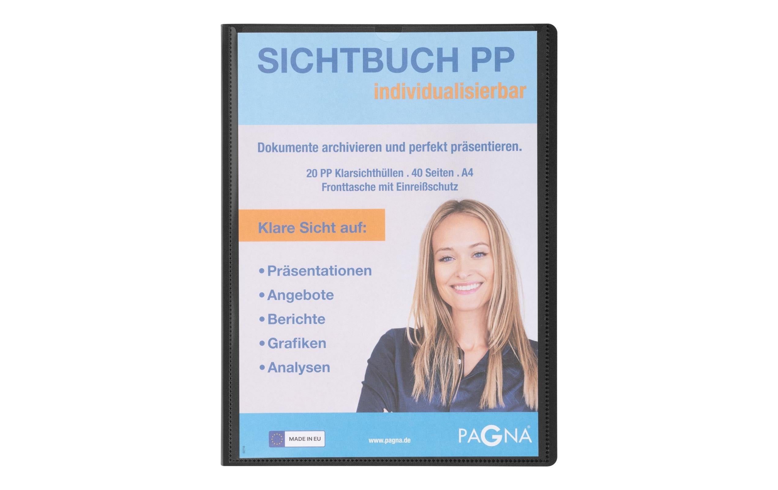 Pagna Sichtbuch mit Fronttasche, Office A4 PP mit 20 Taschen, schwarz