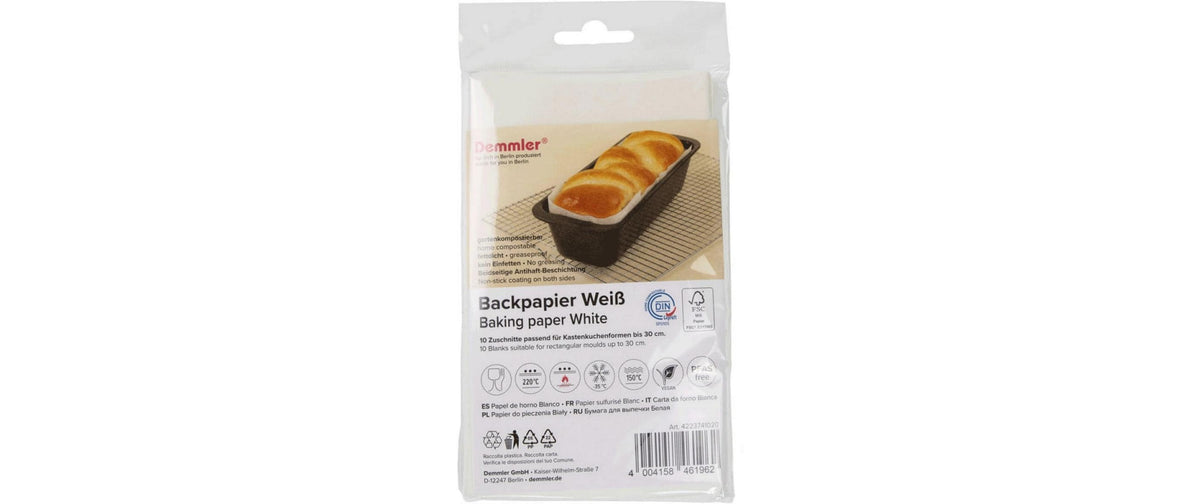 Demmler Backpapier 10 Stk, 42x23cm, Kastenkuchenuchenform