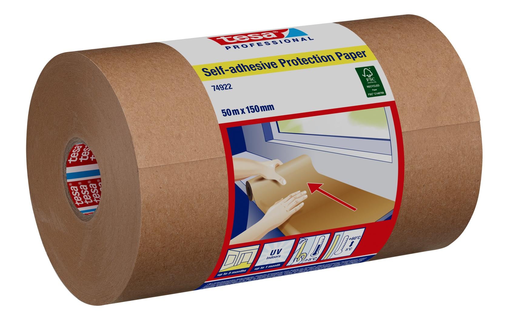Schutzpapier selbstklebend, 50 m x 15 cm Papier, ideal für Malerarbeiten