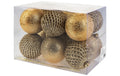 COCON Weihnachtskugeln gold, 12 Stk. Kunststoff, D: 8cm