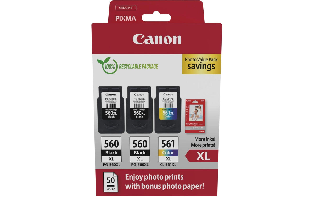 Tinte Canon 2xPG-560XL/1xCL-561XL +Photo inklusive GP-501 Fotopapier50 Stk