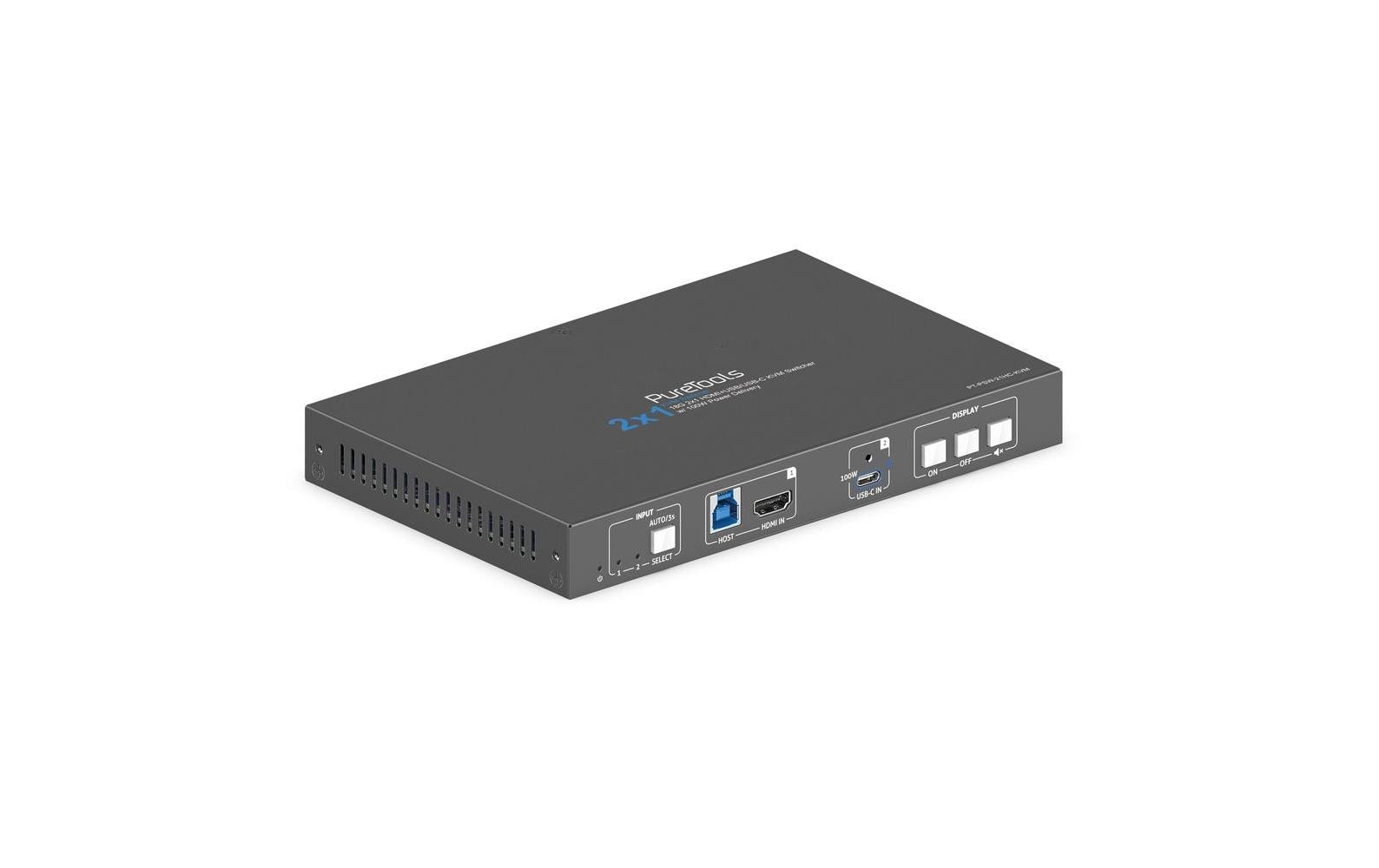 PureTools PT-PSW-21HC-KVM USB-C / HDMI KVM Switcher mit 100W PD