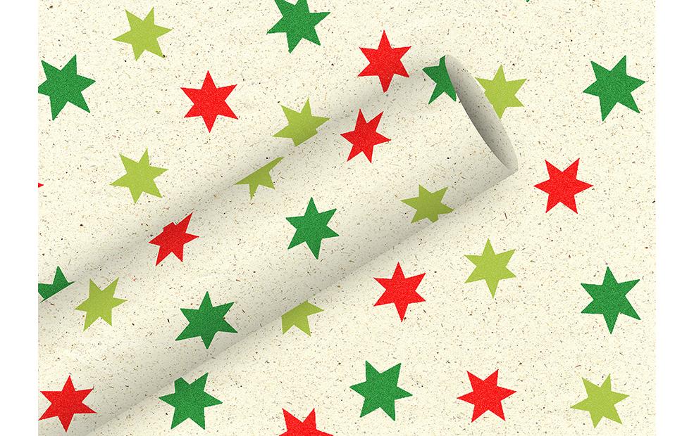 B+C Geschenkpapier Weihnachten Sterne 1.5 m x 70 cm, 80 g/m2