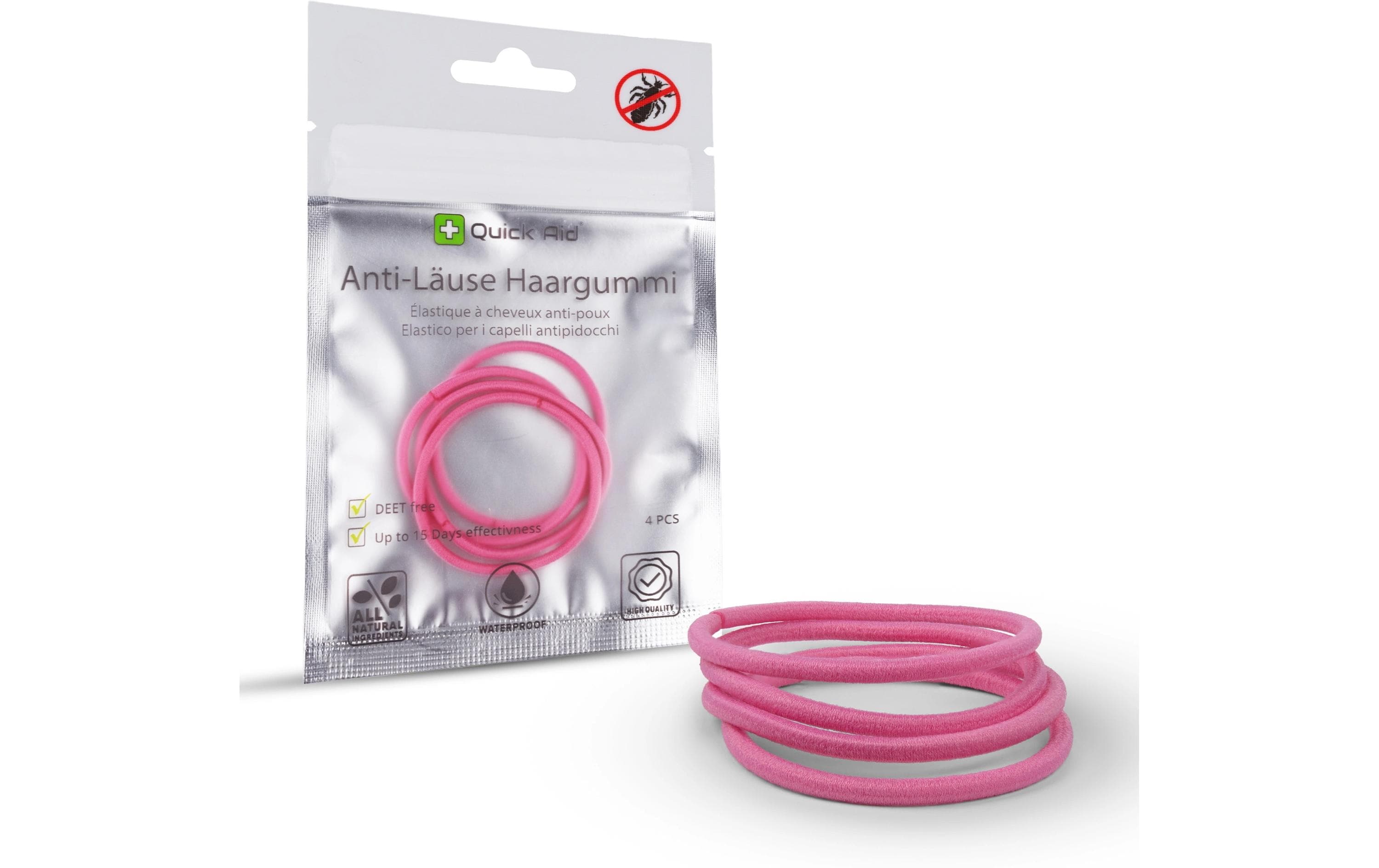 Anti-Läuse Haargummi pink 4 Stück