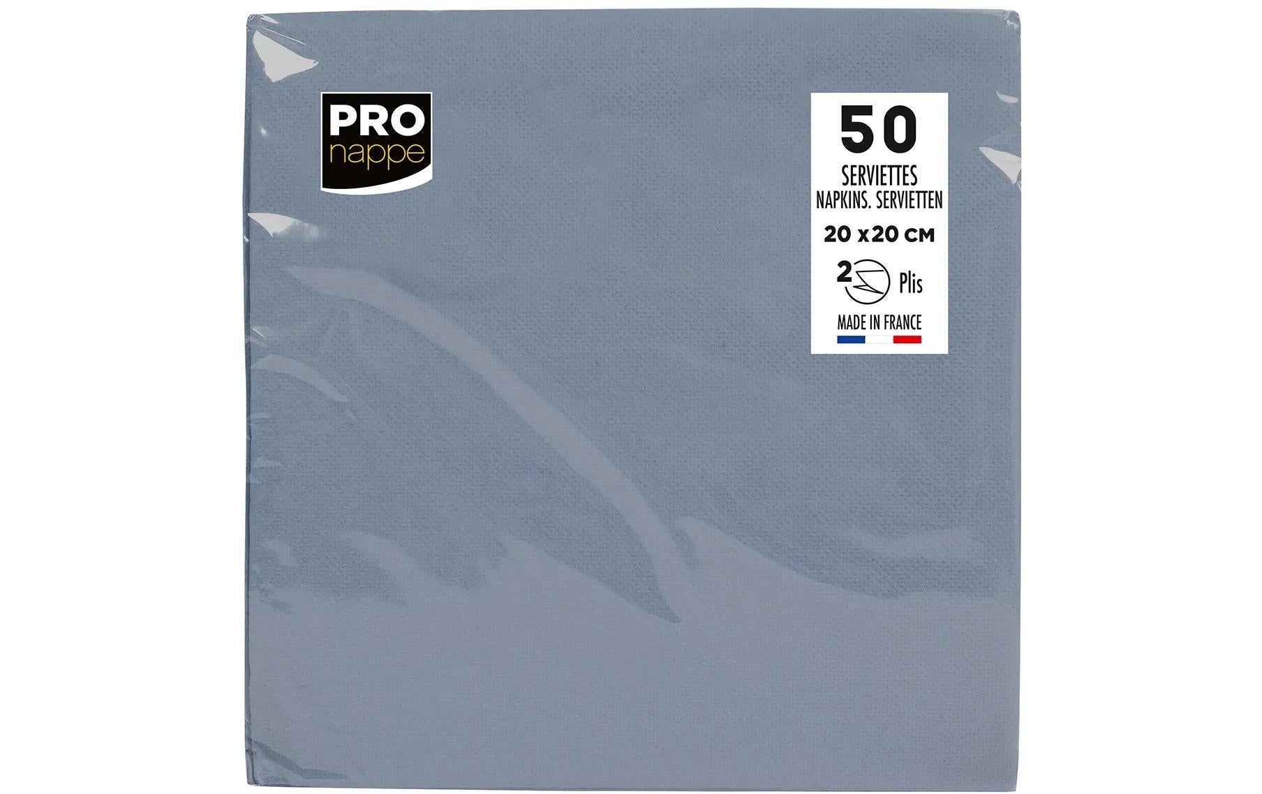 PRO nappe Cocktail Servietten 20x20 cm 50 Stk, Grau, 2-lagig, Papier