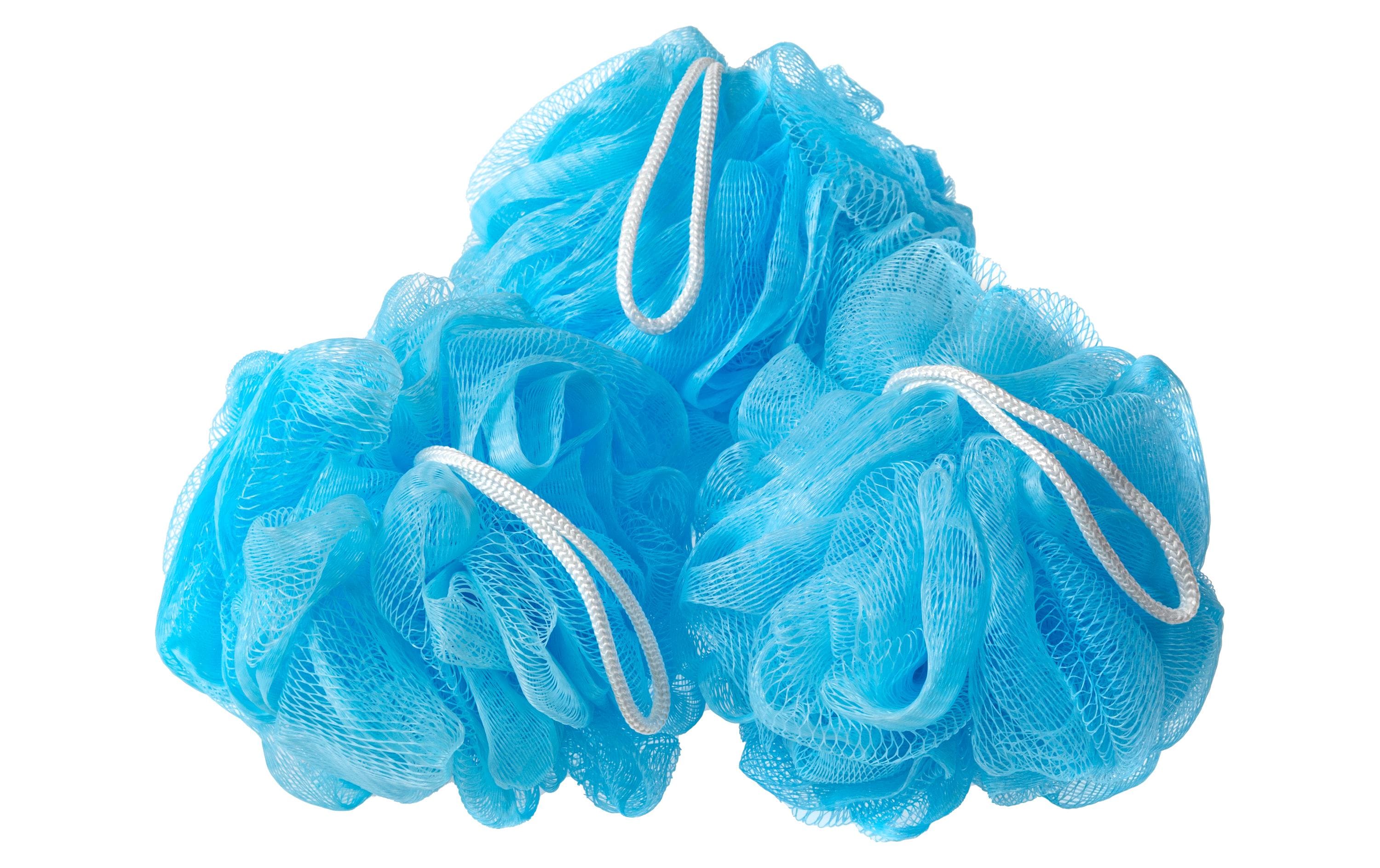 COCON Duschschwamm 3er Set hellblau 100% Polyethylen, Durchmesser 10cm