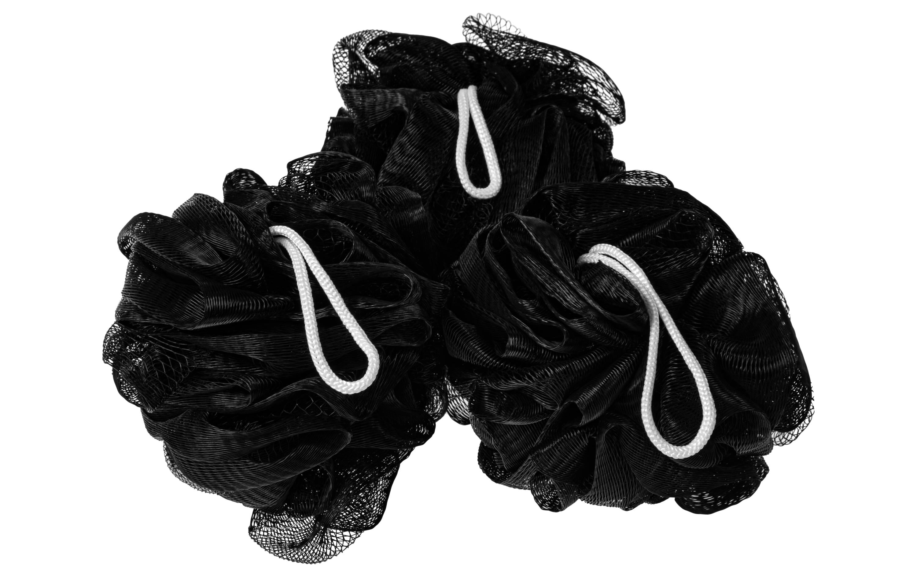 COCON Duschschwamm 3er Set schwarz 100% Polyethylen, Durchmesser 10cm