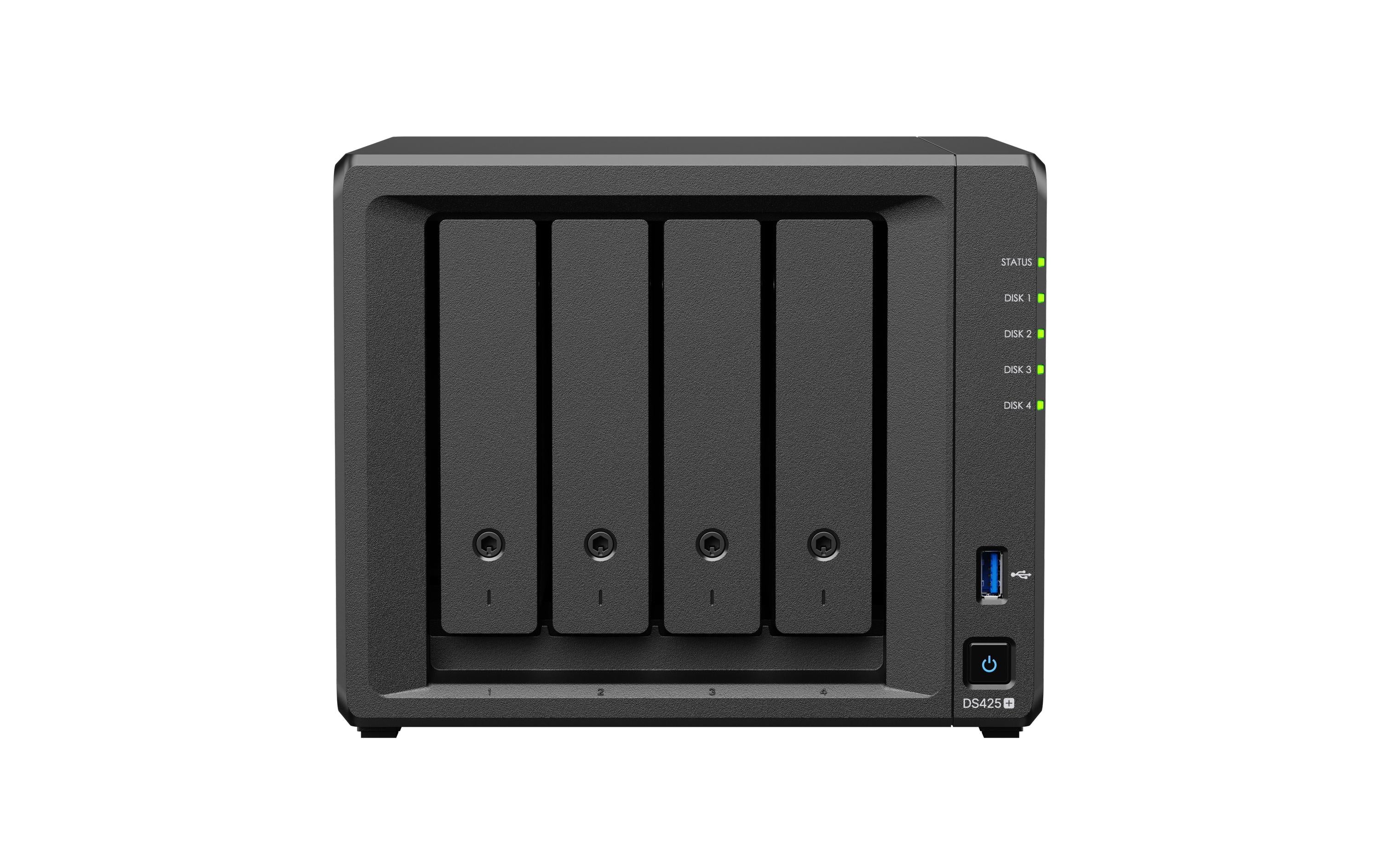 Synology DS425+, 4-bay NAS ohne Harddisk, 2 GB DDR4 SODIMM